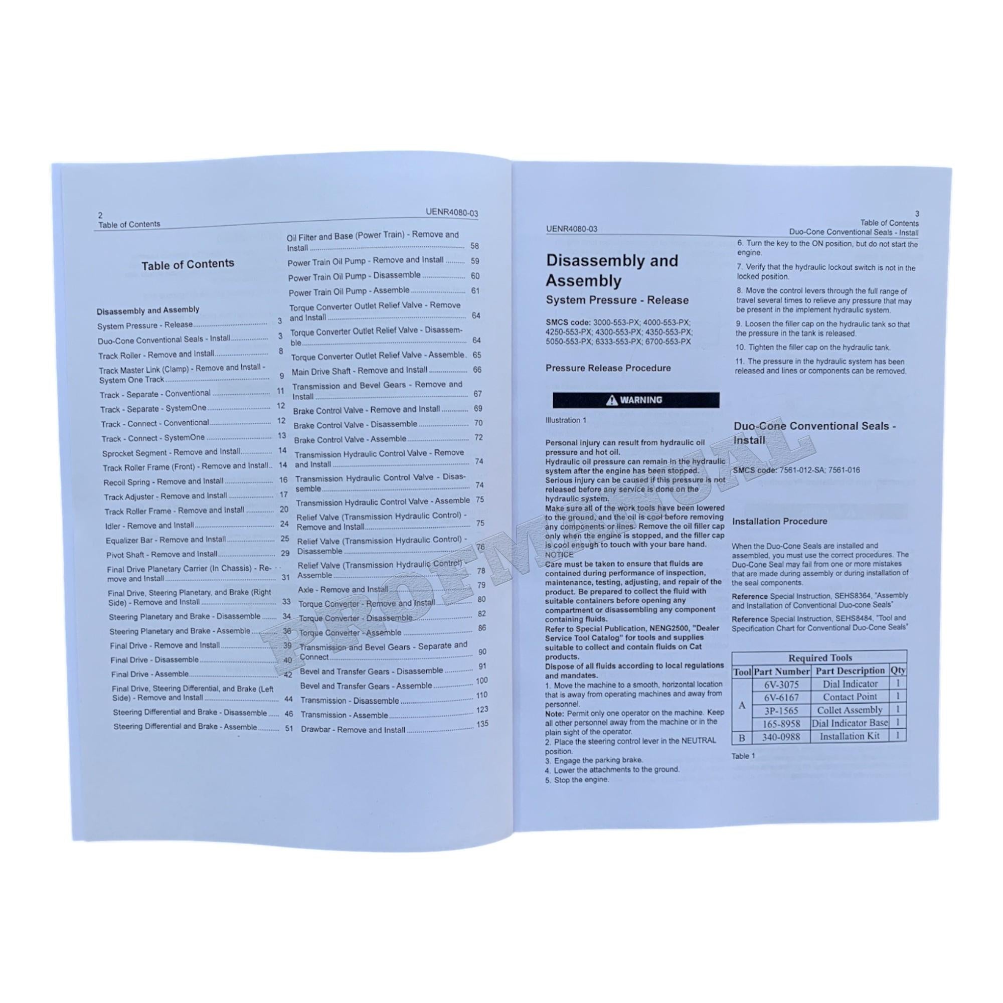 Caterpillar D6N Track Type Tractor Power Train Manual Disassembly Assem UENR4080