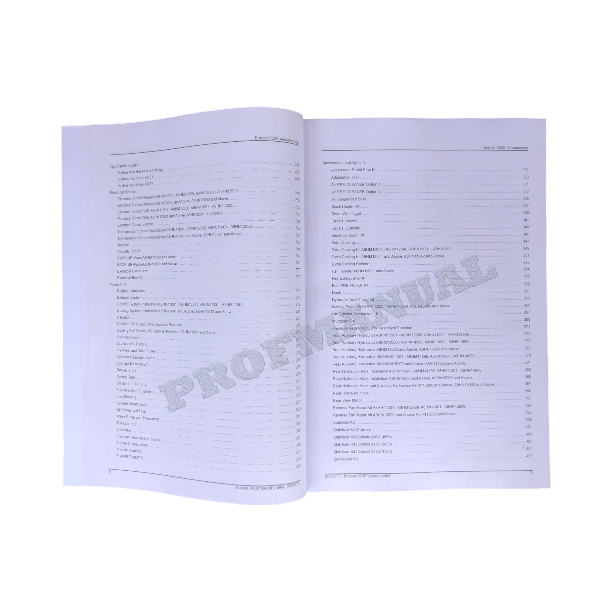 Bobcat V638 VersaHandler Parts Catalog Manual A2ZV11001 A2ZW11001