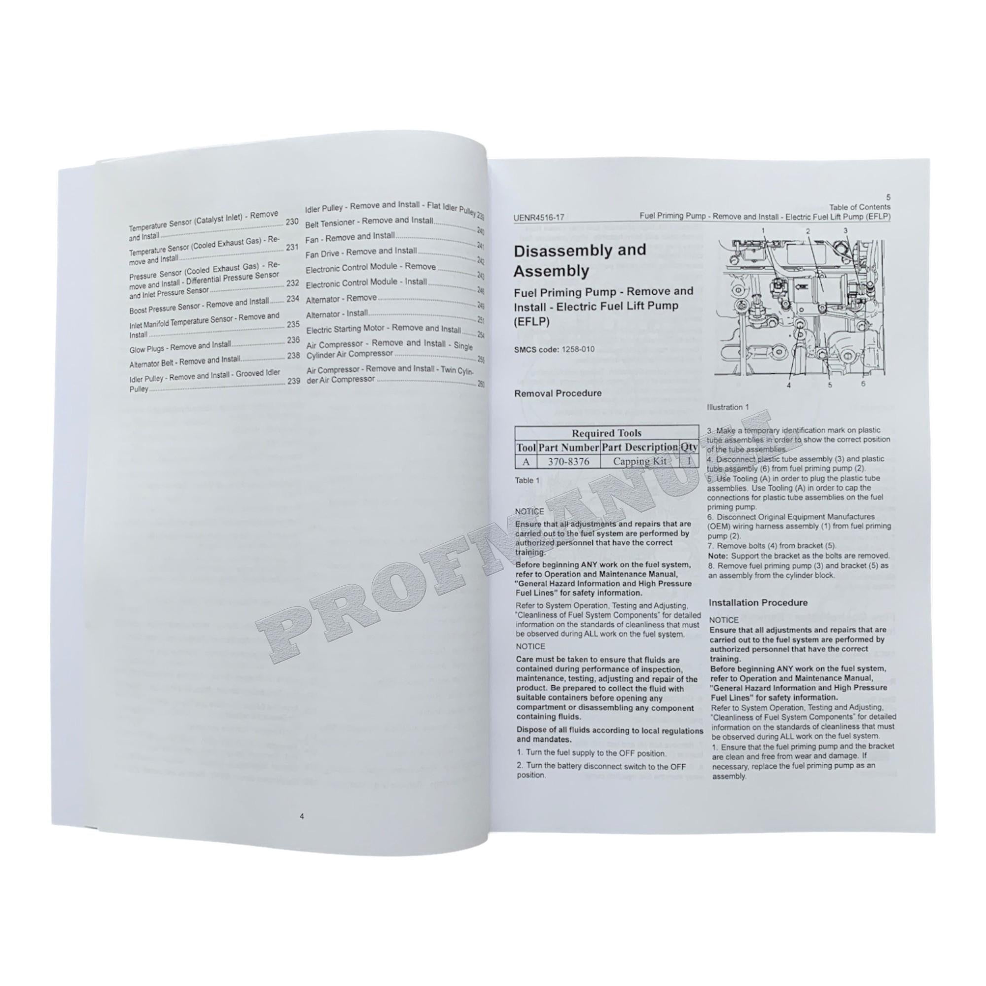 Caterpillar Cat C4.4 Engine Built Machine Disassembly Assembly Manual UENR4516