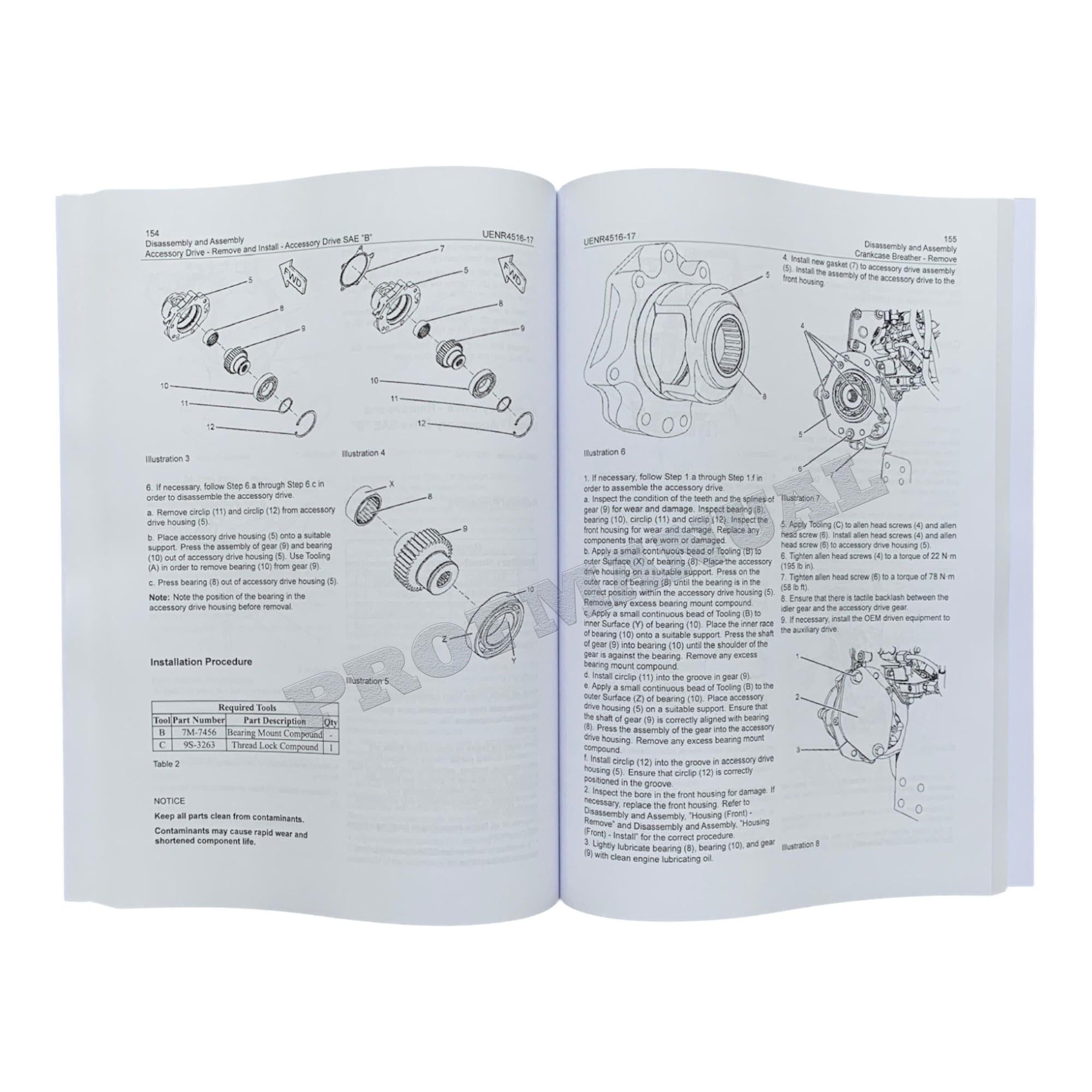 Caterpillar Cat C4.4 Engine Built Machine Disassembly Assembly Manual UENR4516