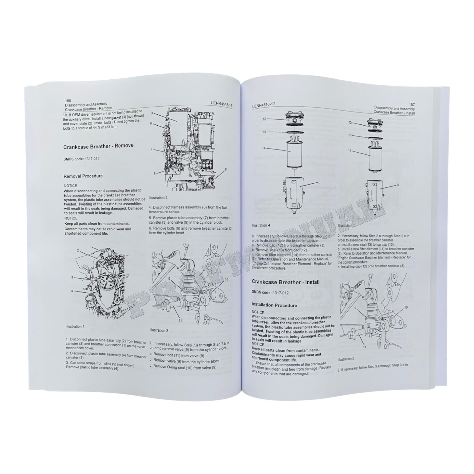 Caterpillar Cat C4.4 Engine Built Machine Disassembly Assembly Manual UENR4516
