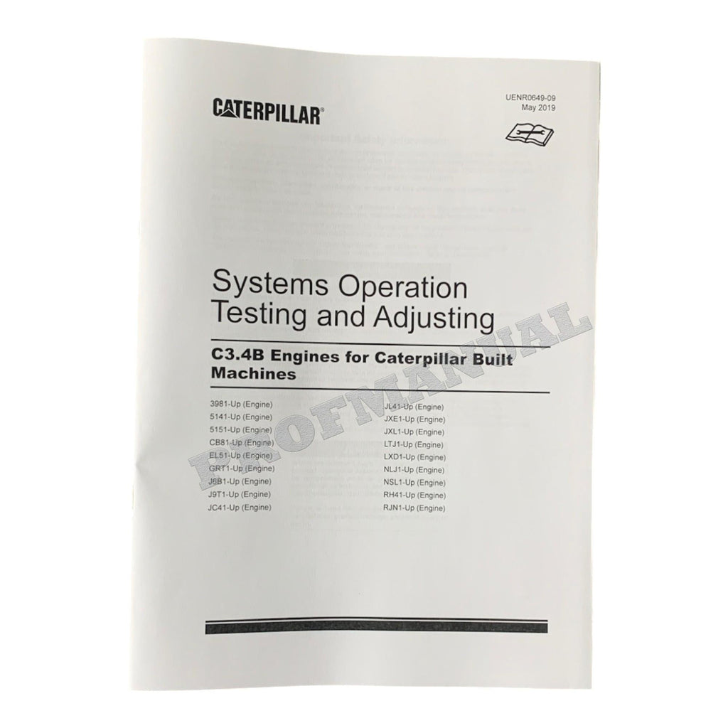 Caterpillar C3.4B Engine Full Service Manual S.N/ NSL1-UP *Send serial#