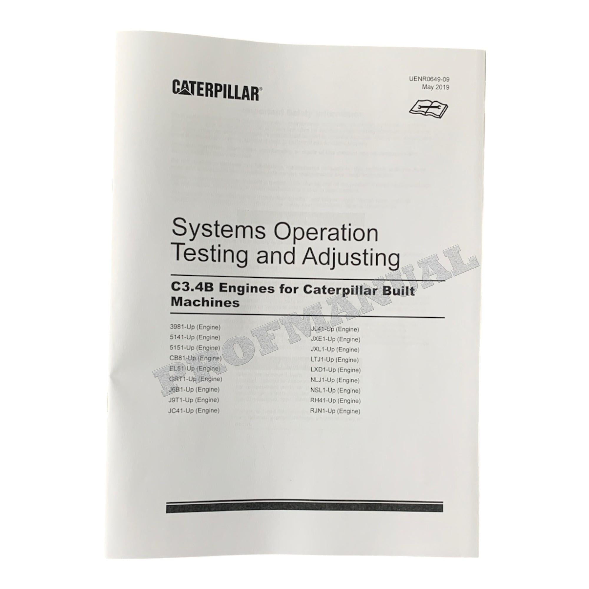 Caterpillar C3.4B Engine Full Service Manual S.N/ NSL1-UP *Send serial#