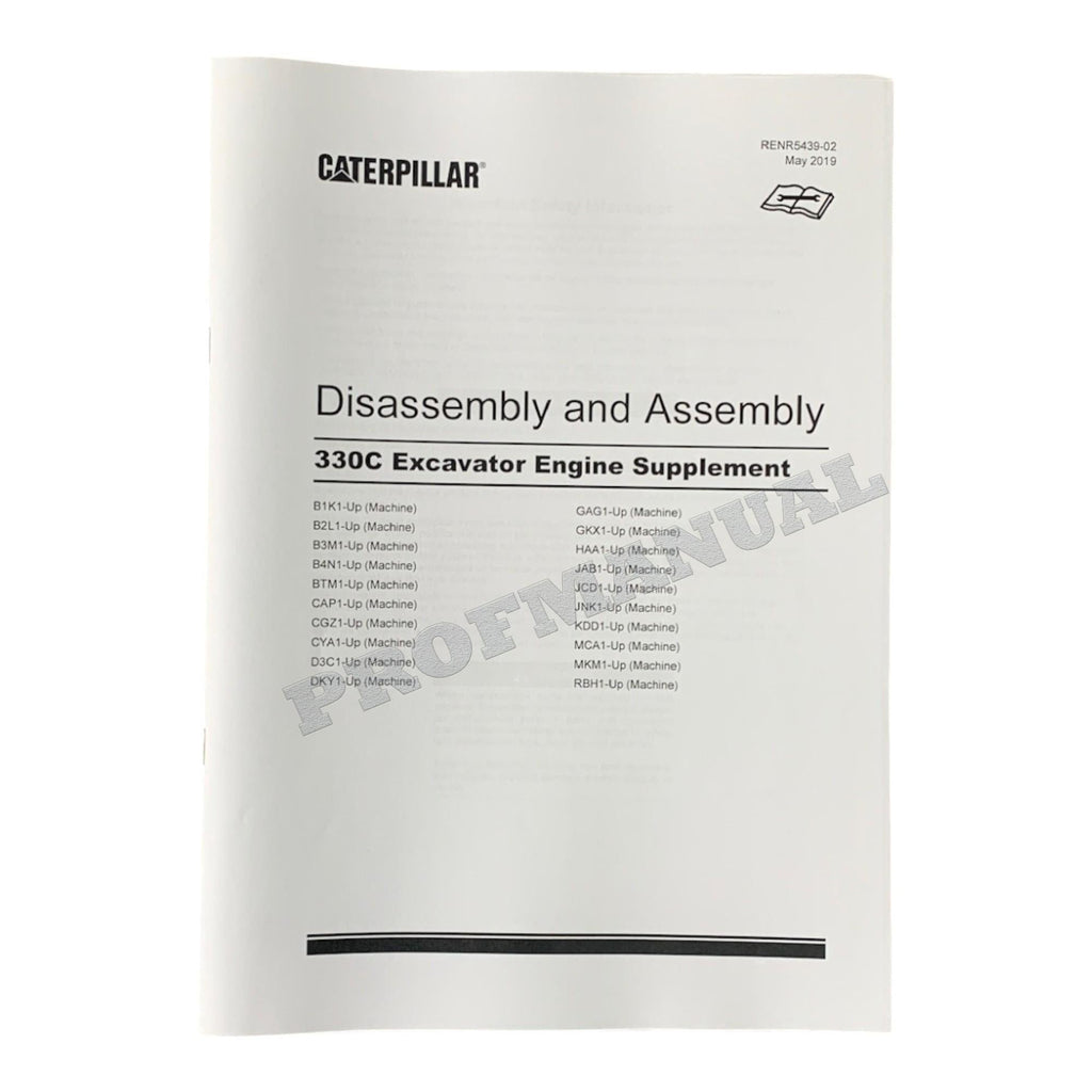 Caterpillar Cat 330C Excavator Engine Supplement Disassembly Assembly Manual