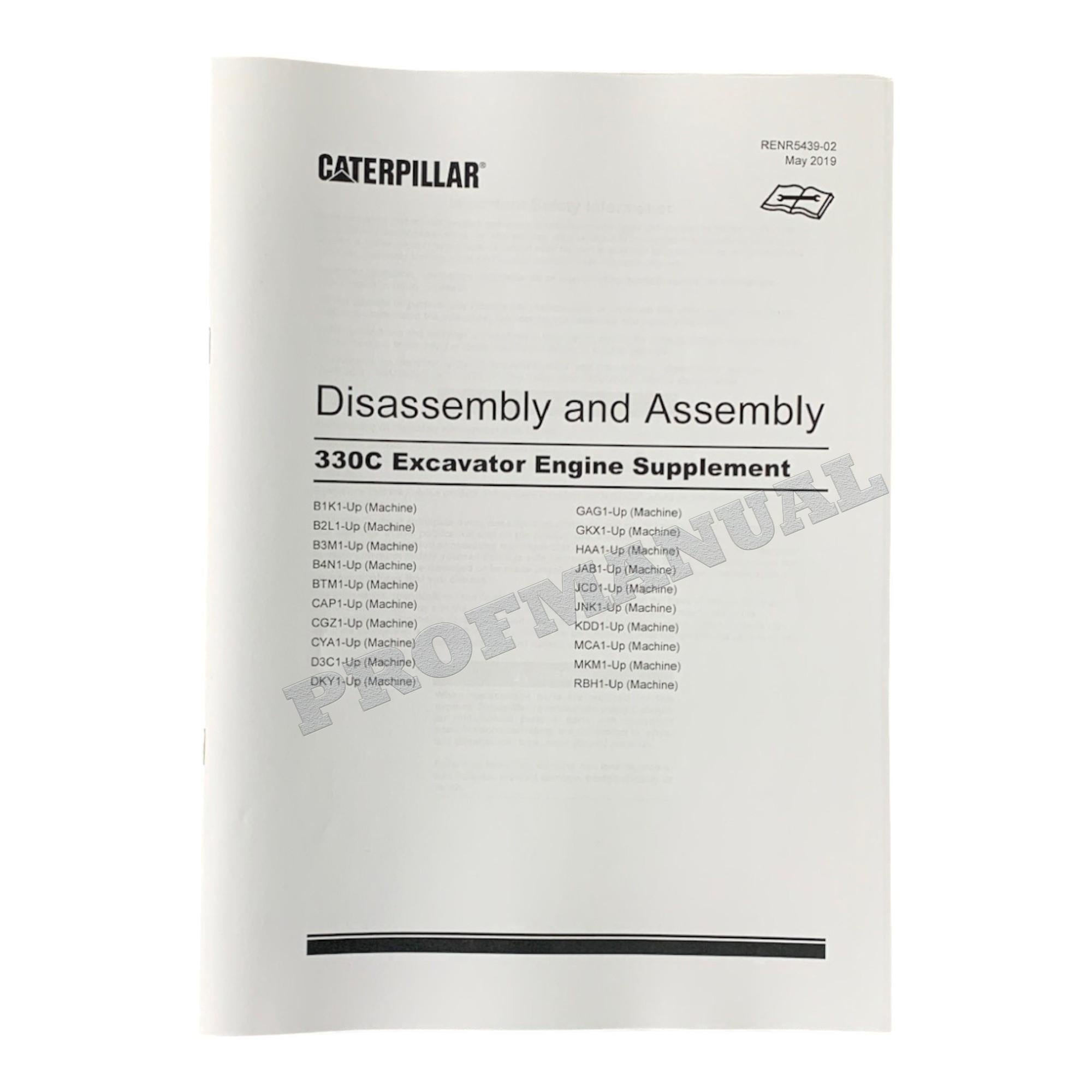 Caterpillar Cat 330C Excavator Engine Supplement Disassembly Assembly Manual