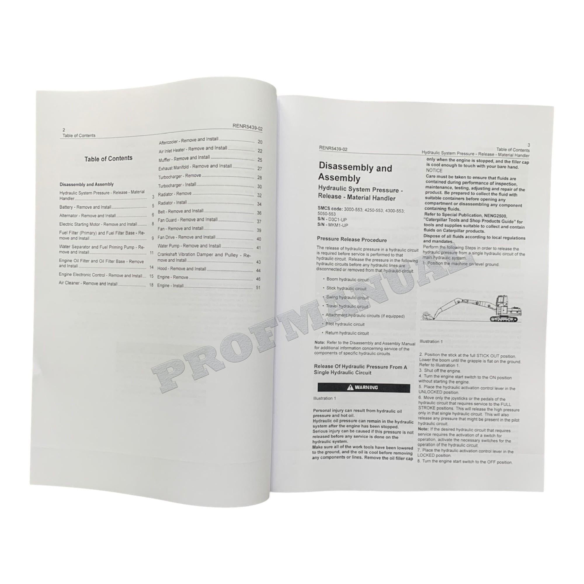 Caterpillar Cat 330C Excavator Engine Supplement Disassembly Assembly Manual
