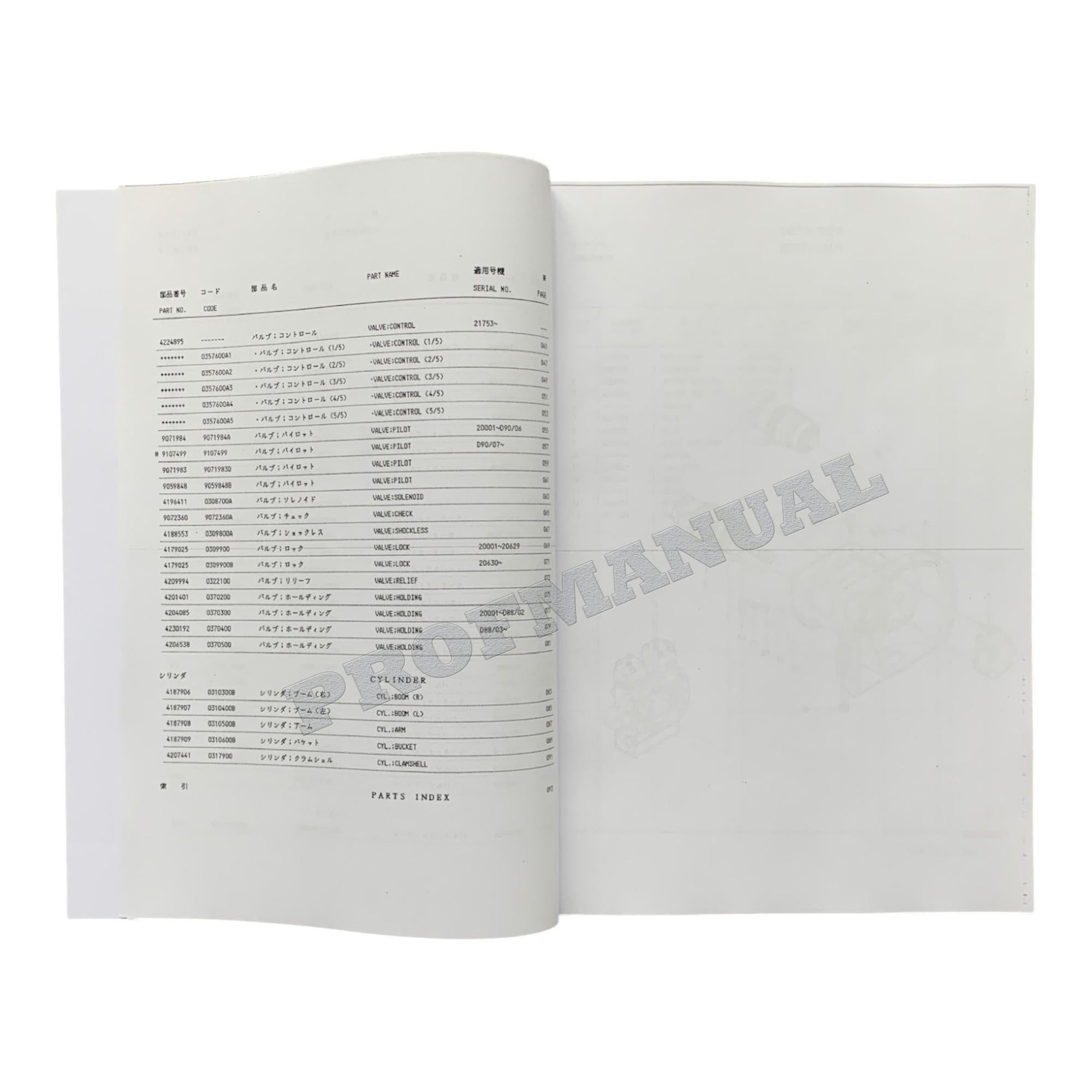 HITACHI EX100 Equipment Component Excavator Parts Catalog Manual