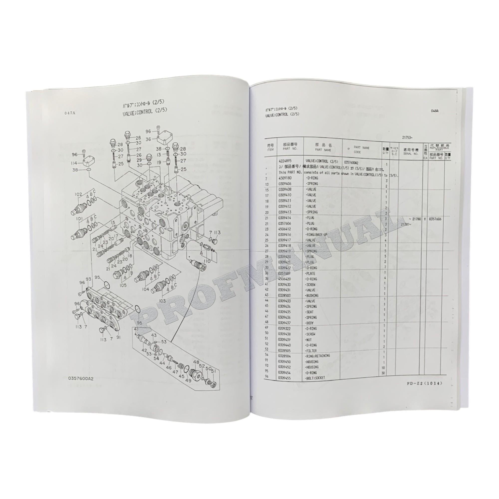 HITACHI EX100 Equipment Component Excavator Parts Catalog Manual