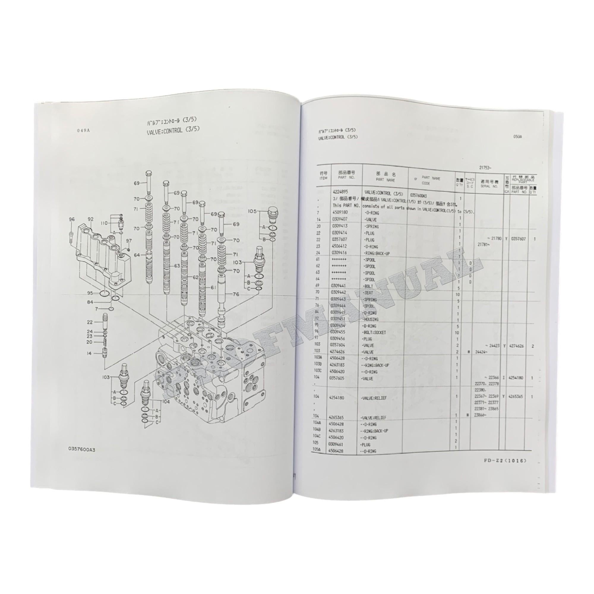 HITACHI EX100 Equipment Component Excavator Parts Catalog Manual