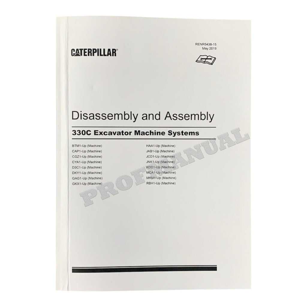 Caterpillar Cat 330C Excavator Disassembly Assembly Manual