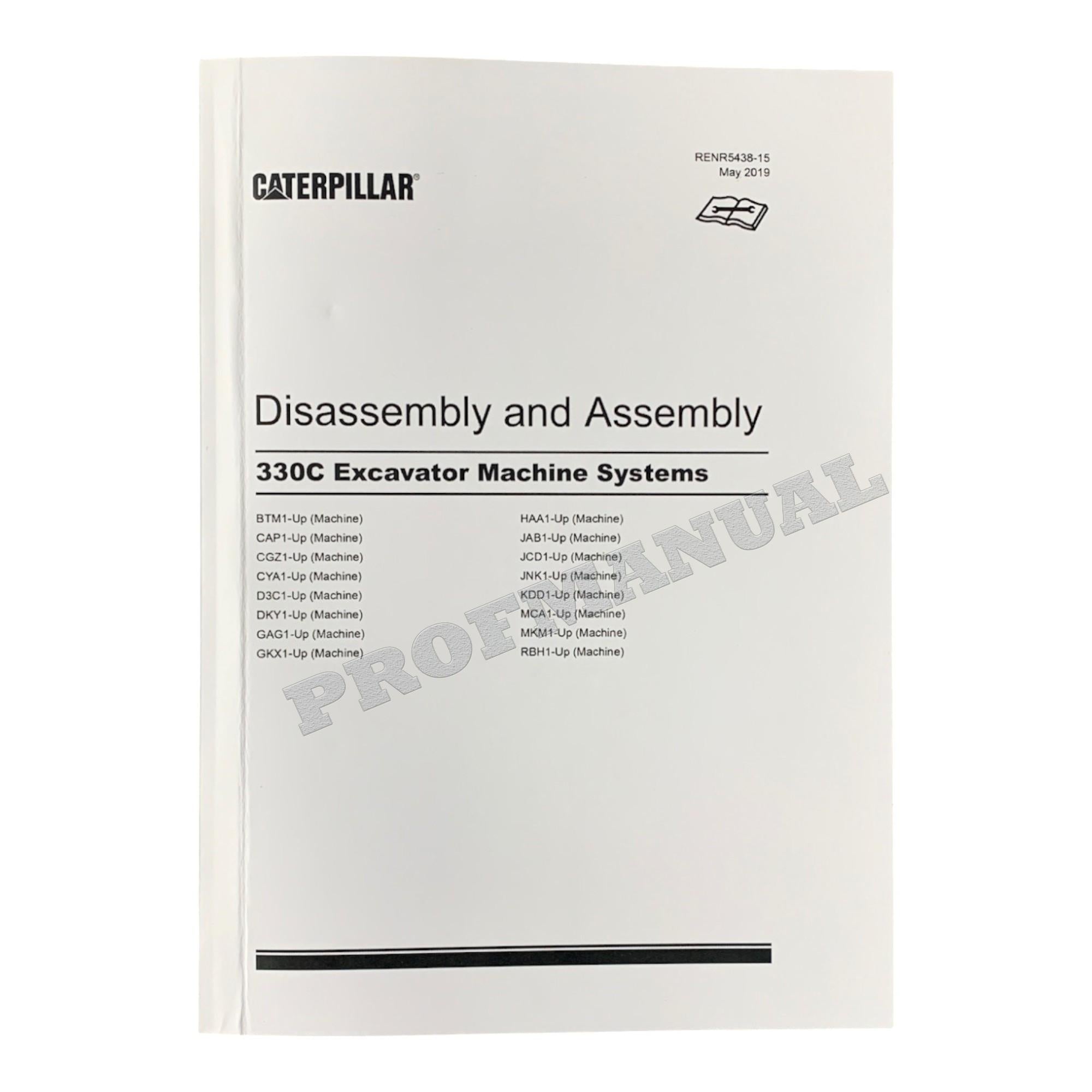 Caterpillar Cat 330C Excavator Disassembly Assembly Manual