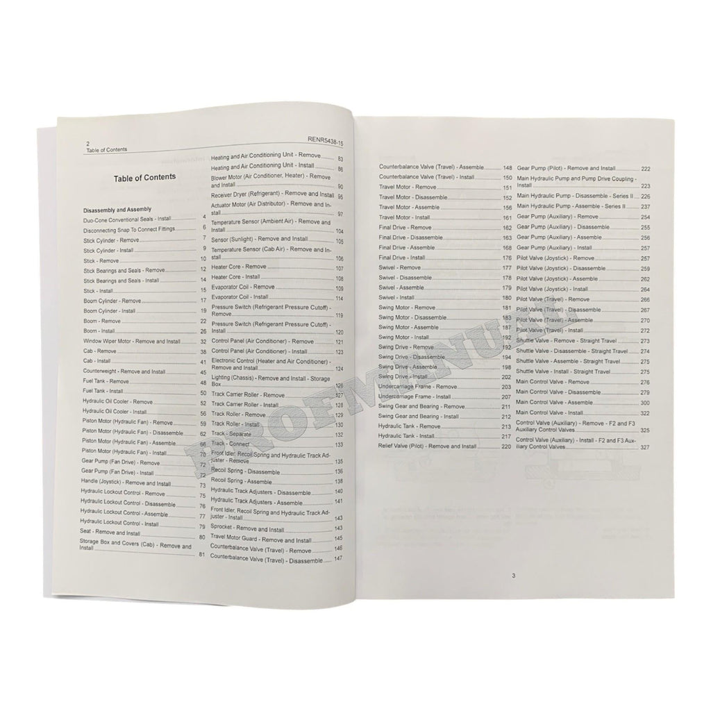 Caterpillar Cat 330C Excavator Disassembly Assembly Manual