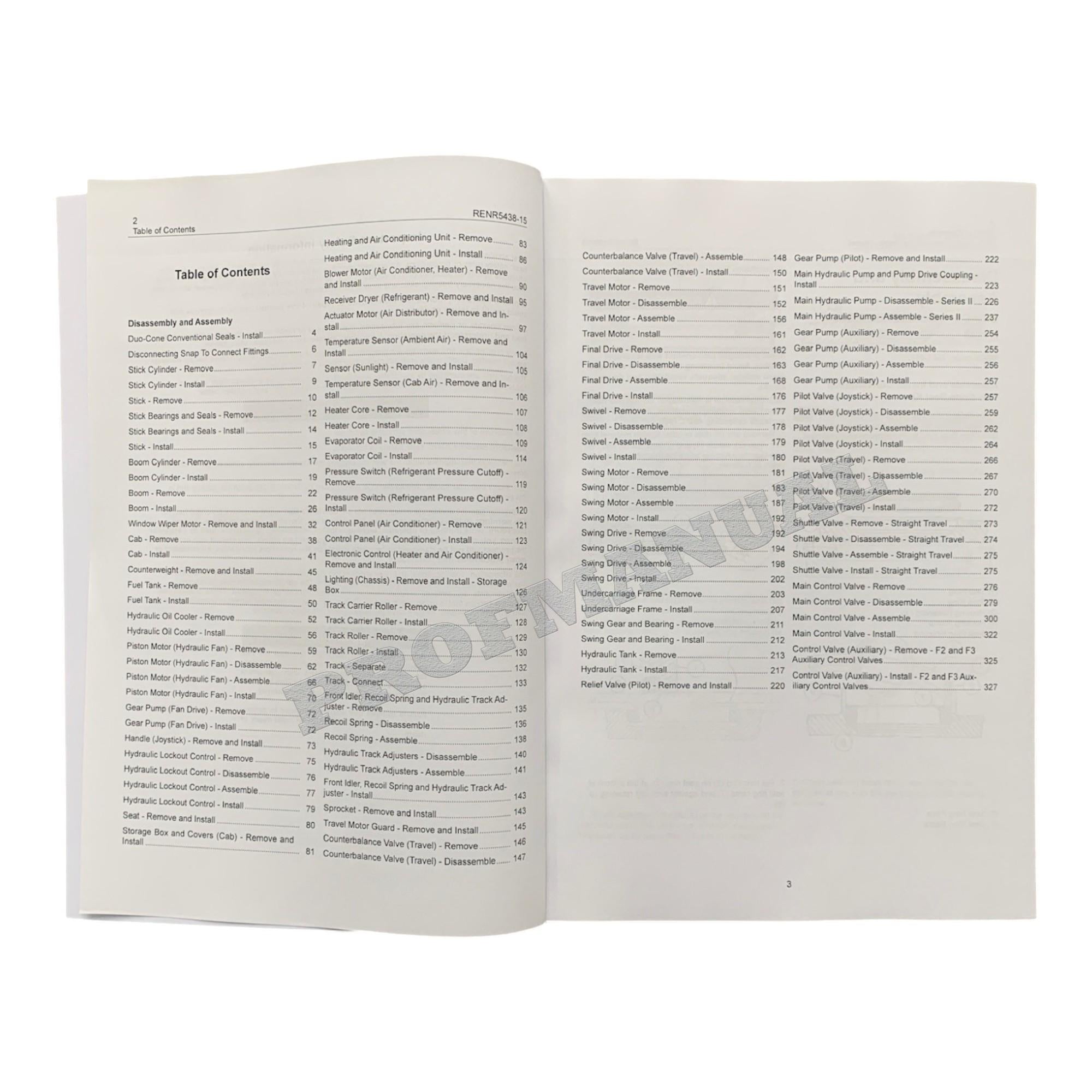 Caterpillar Cat 330C Excavator Disassembly Assembly Manual