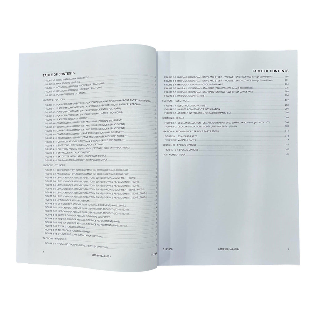 JLG 600S 600SJ 660SJ Boom Lift Parts Catalog Manual
