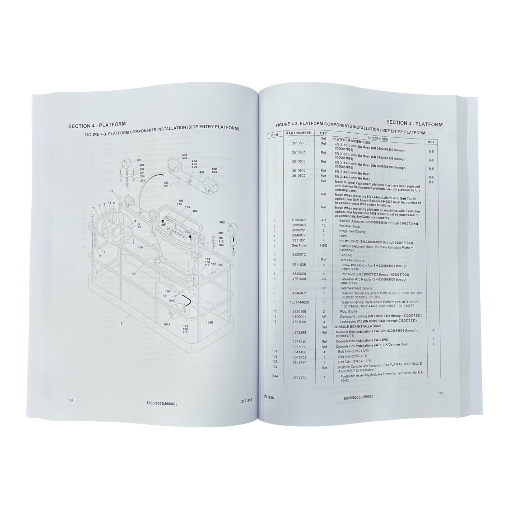 JLG 600S 600SJ 660SJ Boom Lift Parts Catalog Manual