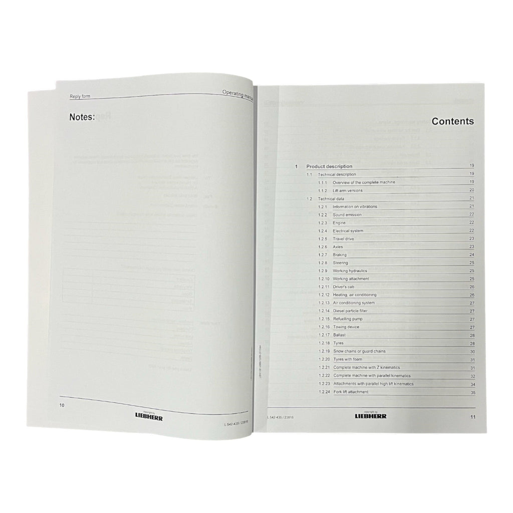 Liebherr L542-435 Wheel Loader Operators manual
