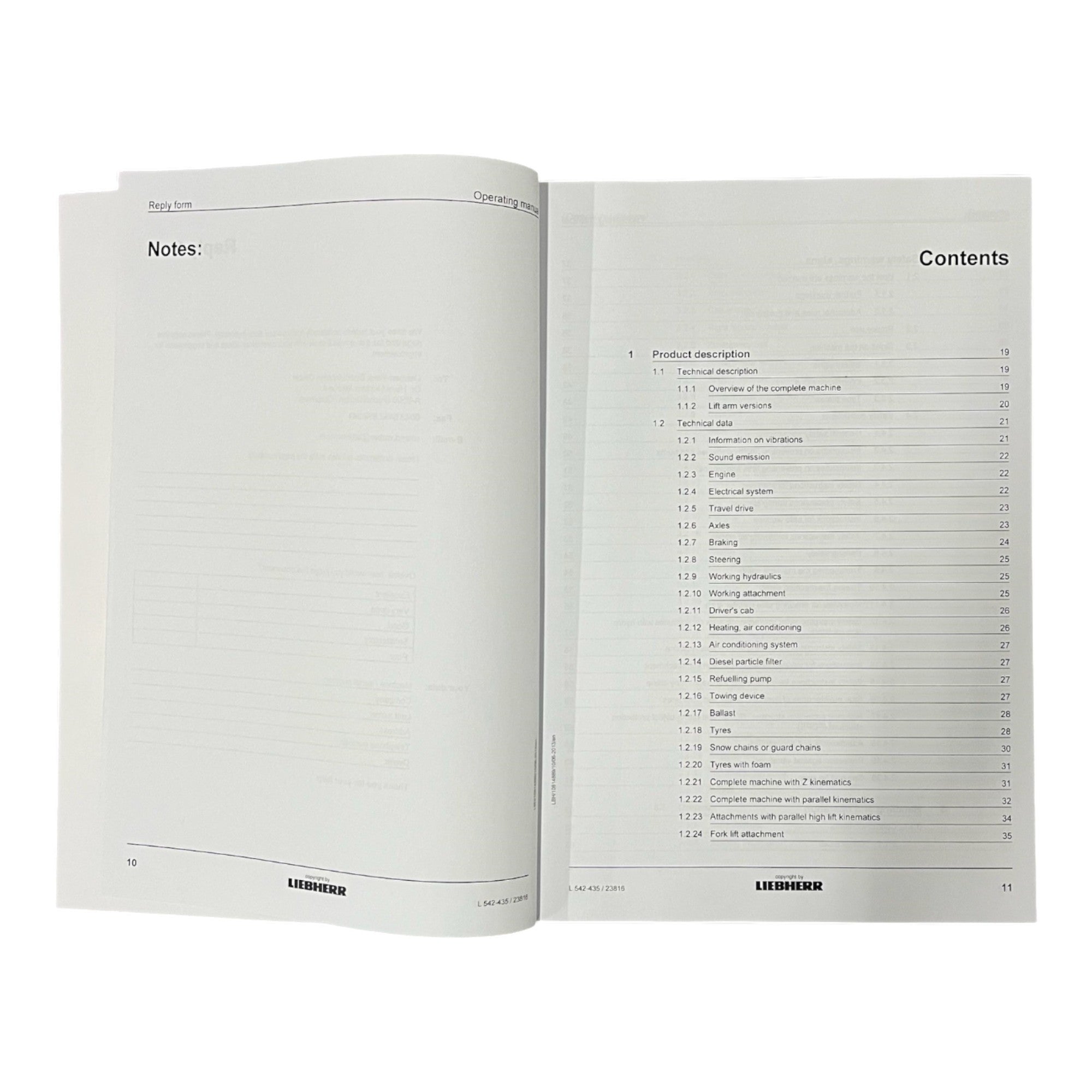 Liebherr L542-435 Wheel Loader Operators manual