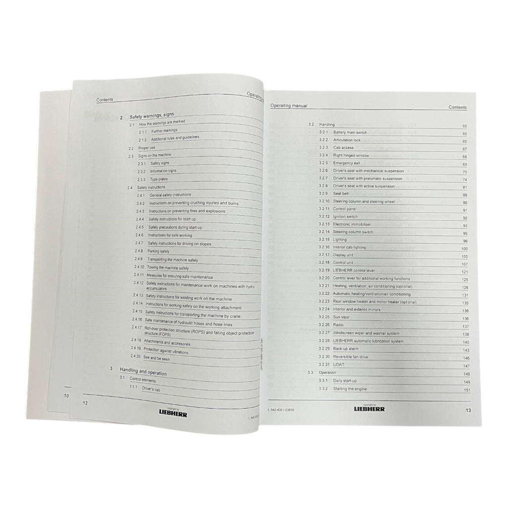 Liebherr L542-435 Wheel Loader Operators manual