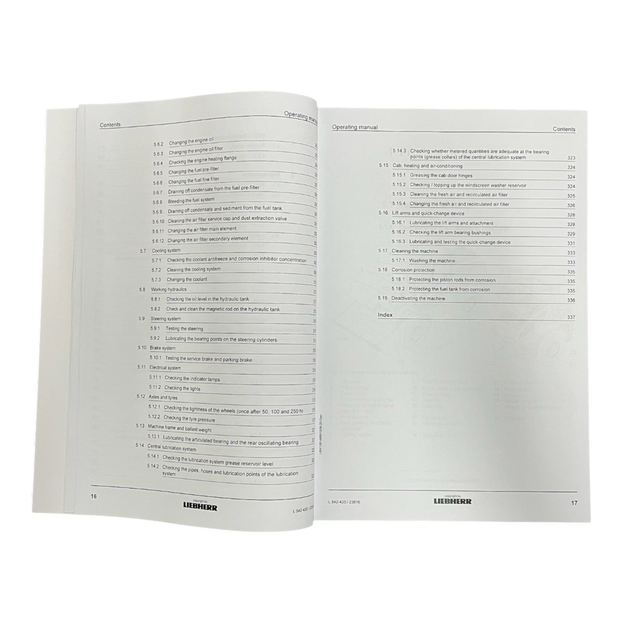 Liebherr L542-435 Wheel Loader Operators manual