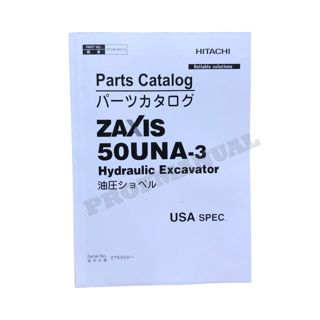 Hitachi ZAXIS 50UNA-3 excavator parts catalog manual
