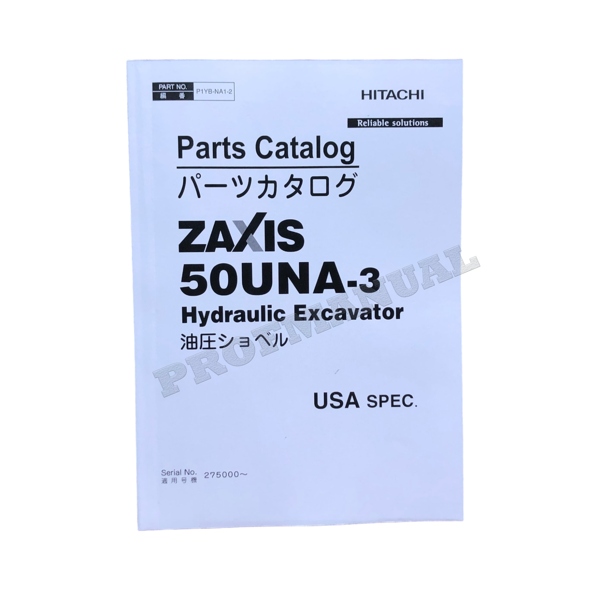 Hitachi ZAXIS 50UNA-3 excavator parts catalog manual
