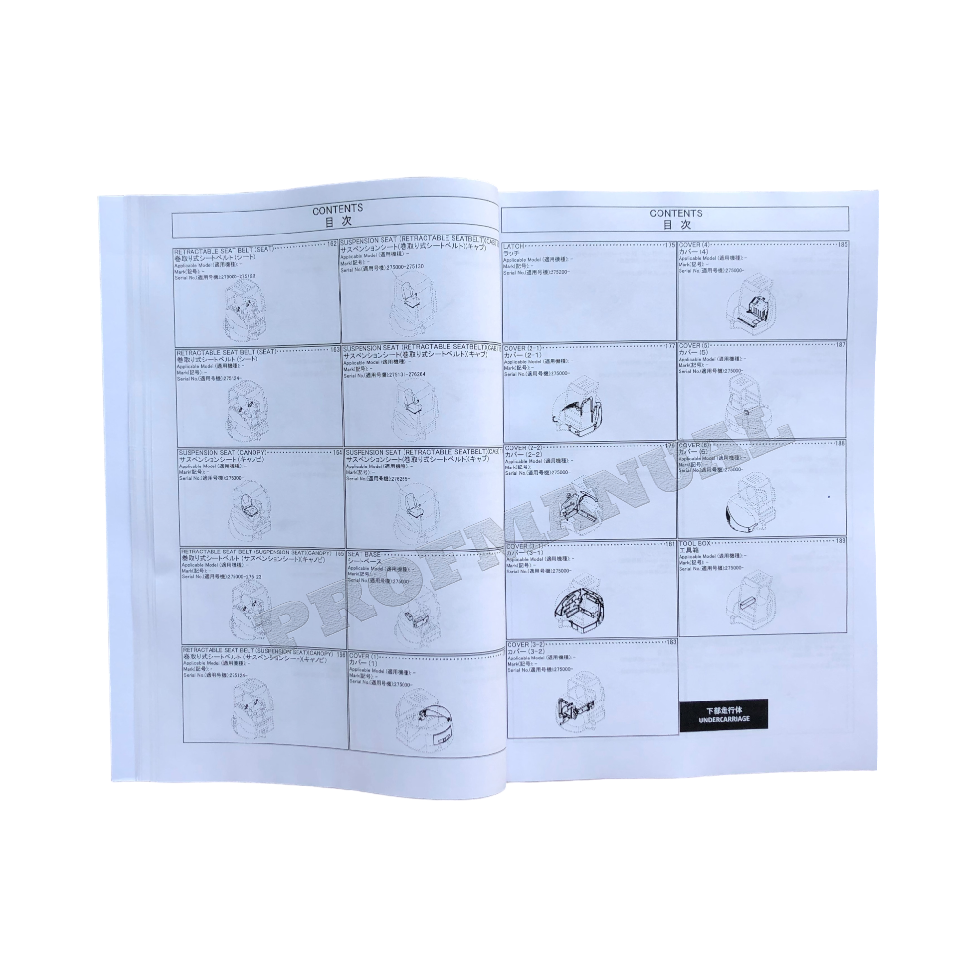 Hitachi ZAXIS 50UNA-3 excavator parts catalog manual