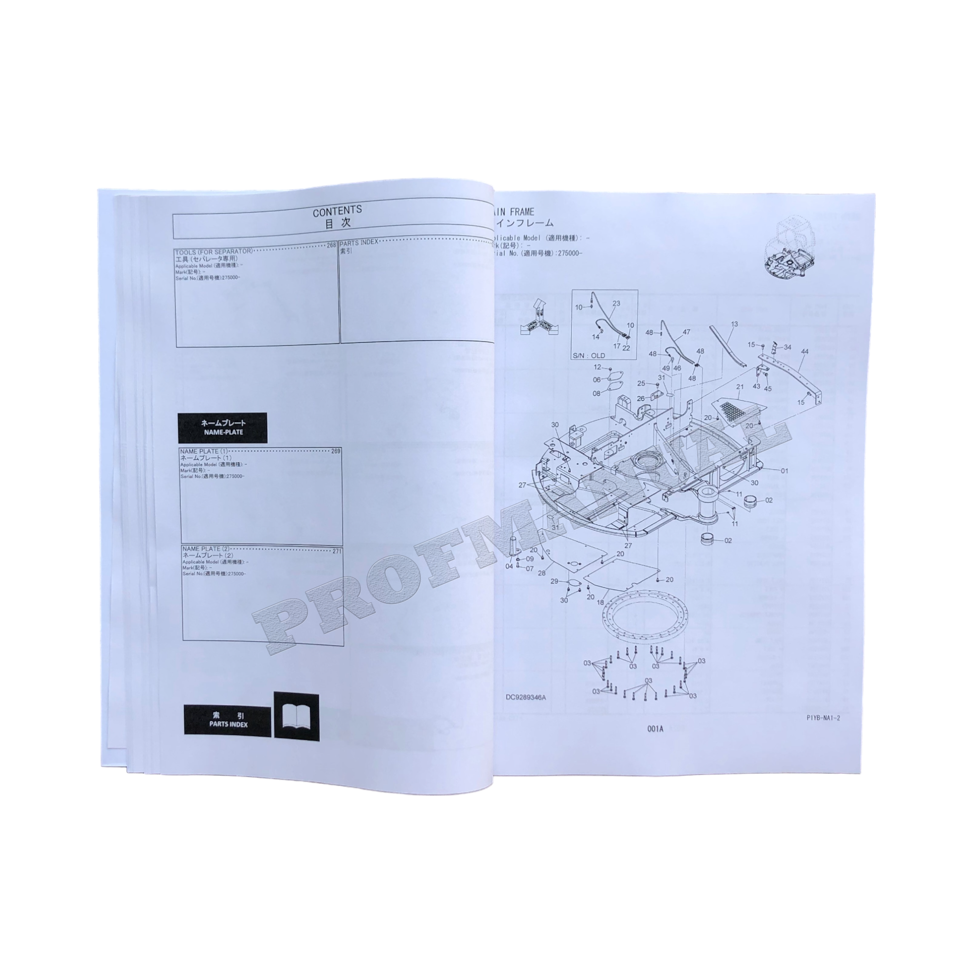 Hitachi ZAXIS 50UNA-3 excavator parts catalog manual