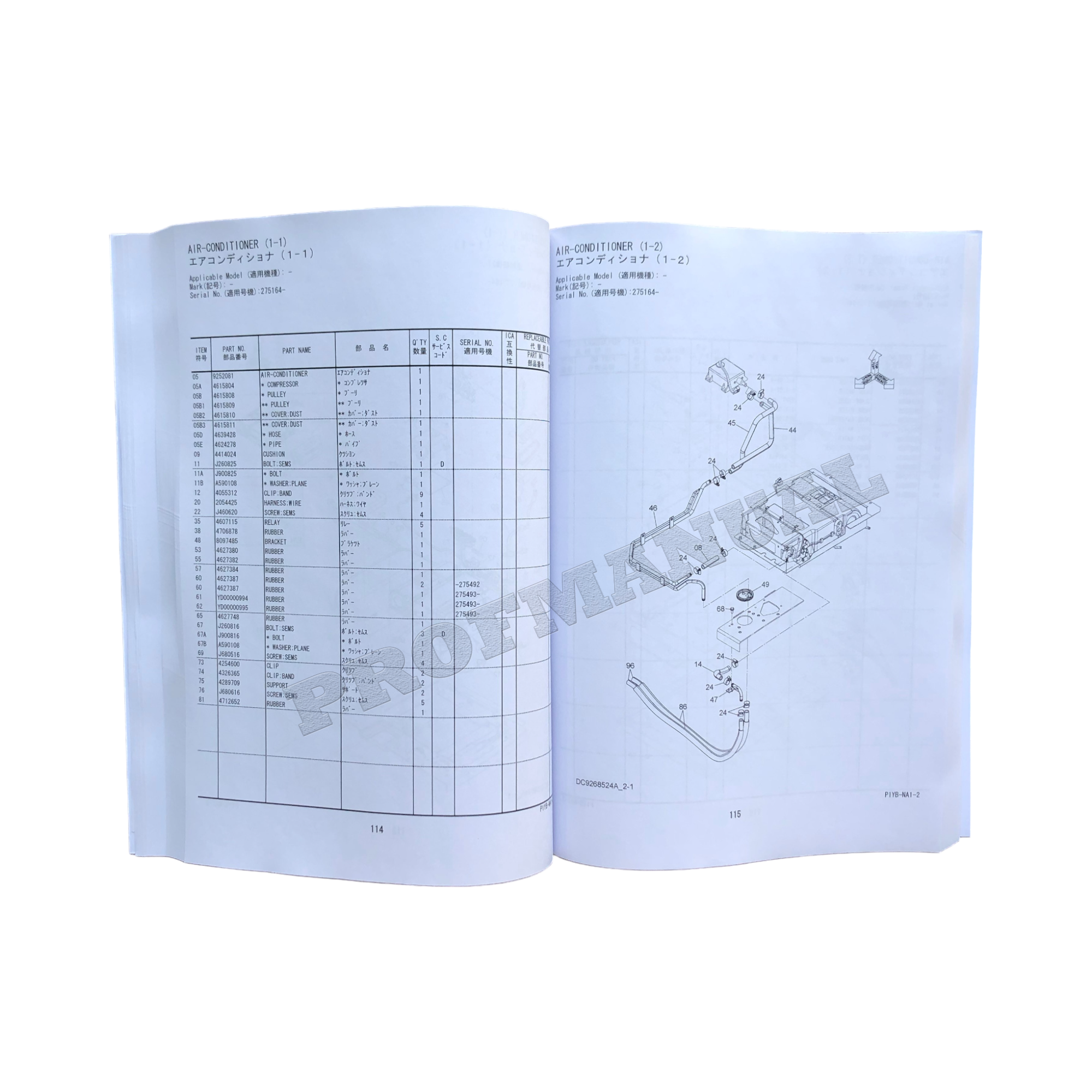 Hitachi ZAXIS 50UNA-3 excavator parts catalog manual