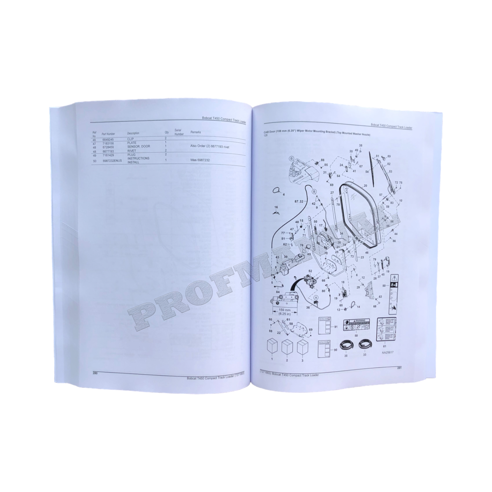 Bobcat T450 Compact Track Loader Parts Catalog Manual B4J611001-