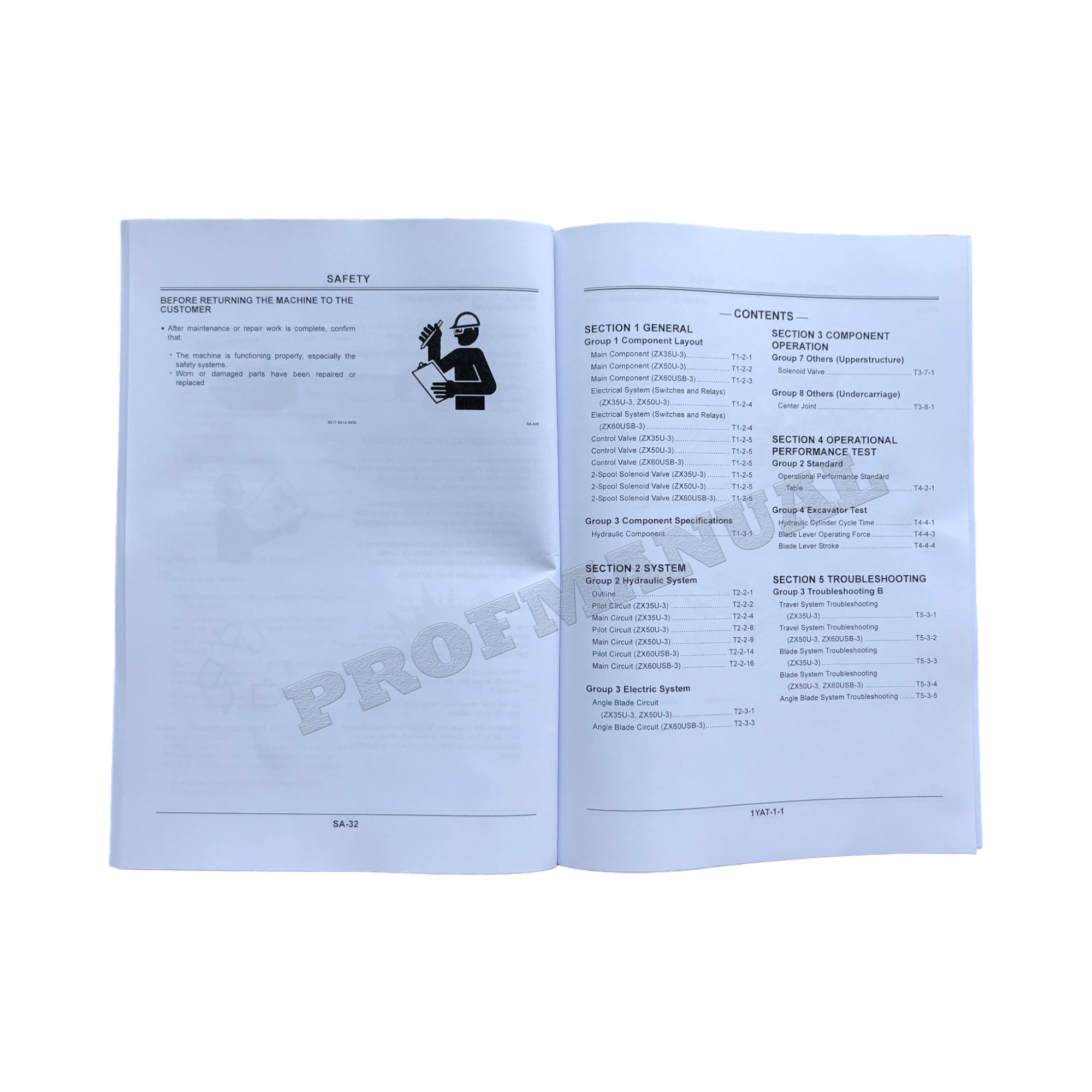 HITACHI ZAXIS 50U-3 60USB-3 EXCAVATOR Angle Blade SERVICE MANUAL