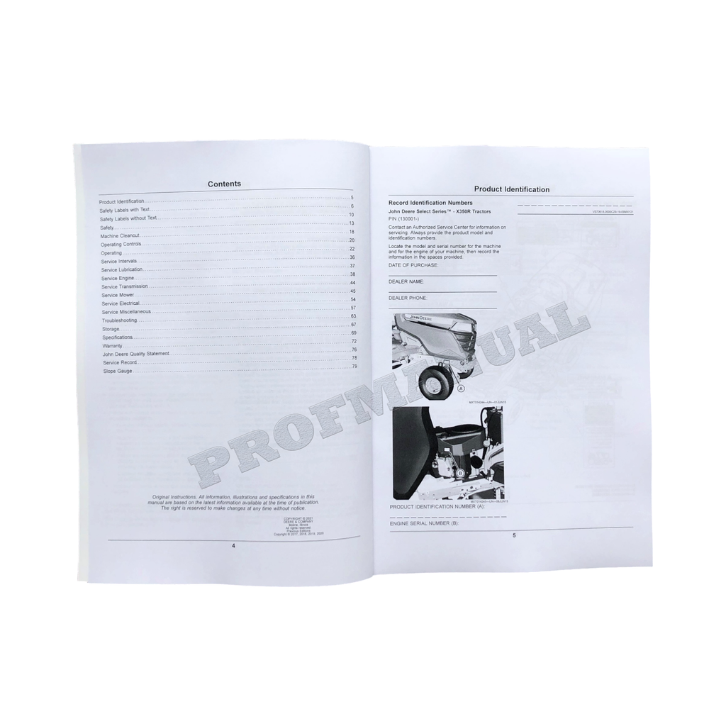 MANUAL DEL OPERADOR DEL TRACTOR JOHN DEERE X350R + ¡BONIFICACIÓN!