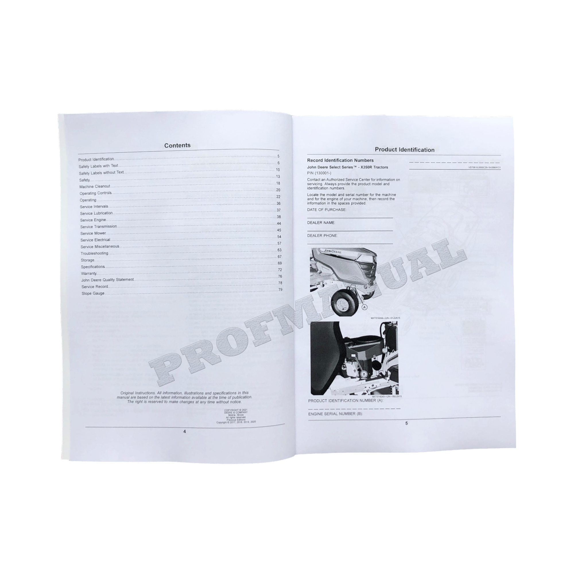 MANUAL DEL OPERADOR DEL TRACTOR JOHN DEERE X350R + ¡BONIFICACIÓN!