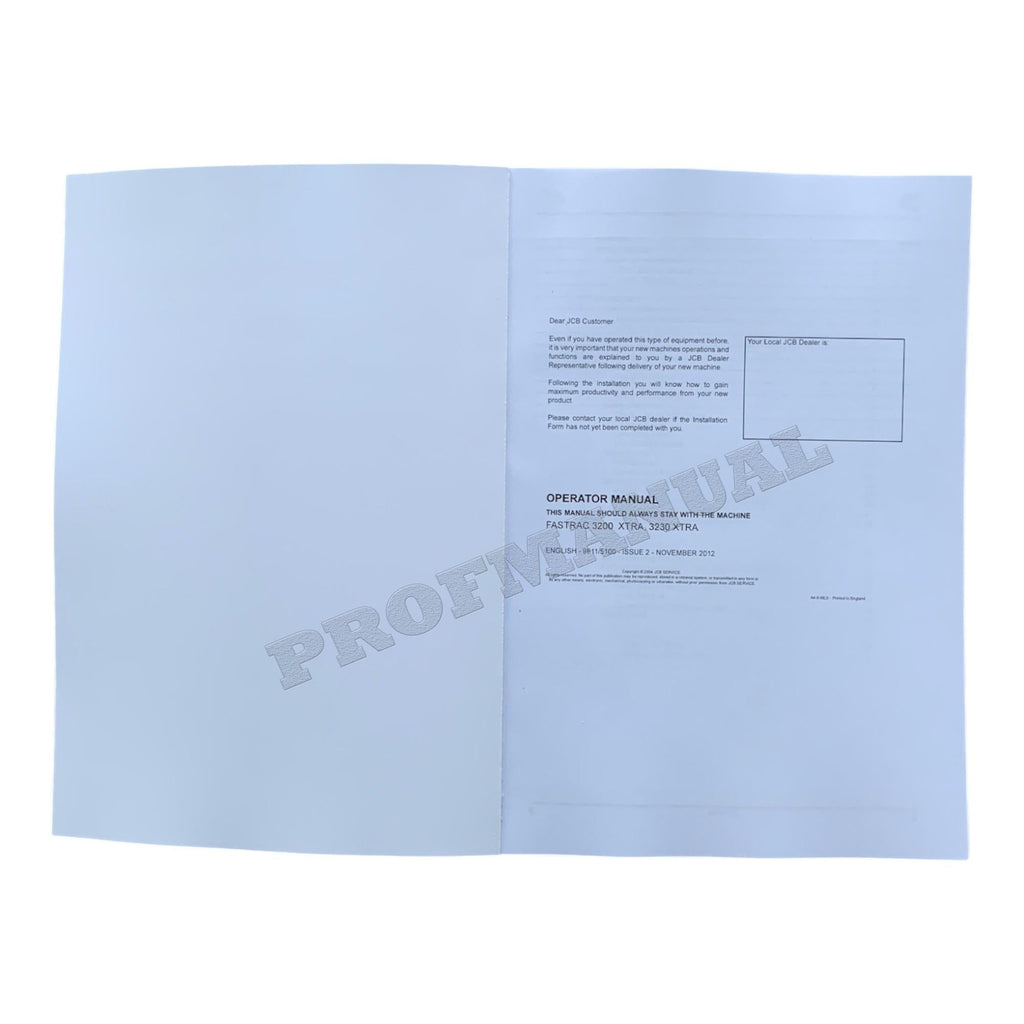 JCB 3200 XTRA 3230 XTRA Fastrac Tractor Operators Manual 9811_5100