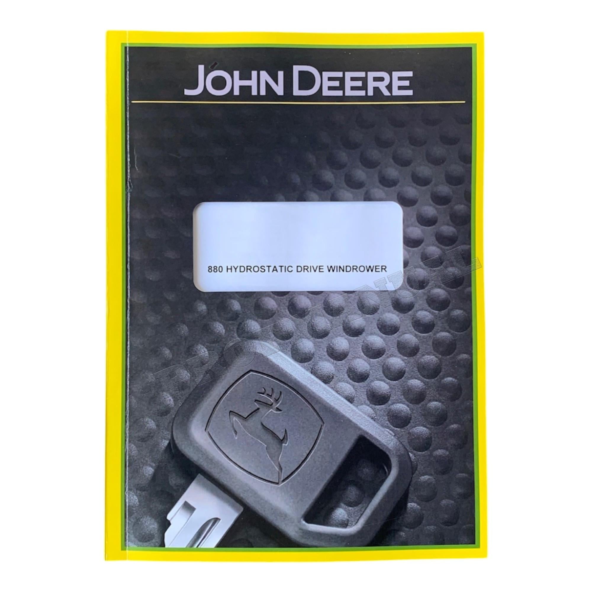 Catálogo de piezas de la hilandera JOHN DEERE 880, manual n.º 1