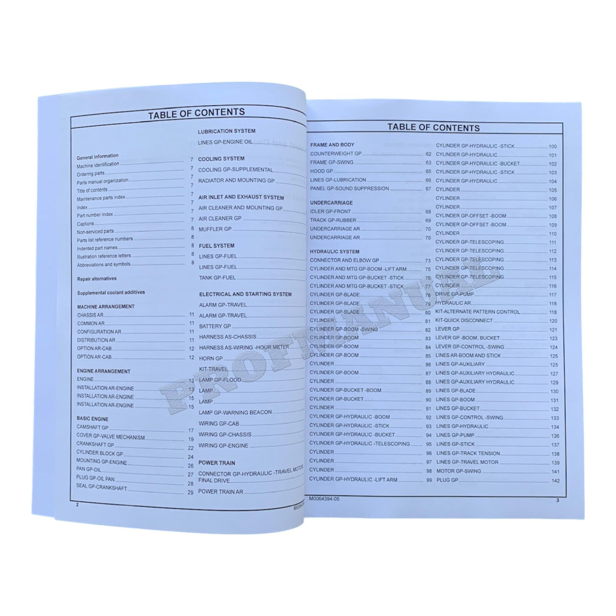 Caterpillar Cat 300.9D Mini Hydraulic Excavator Parts Catalog Manual M0064394