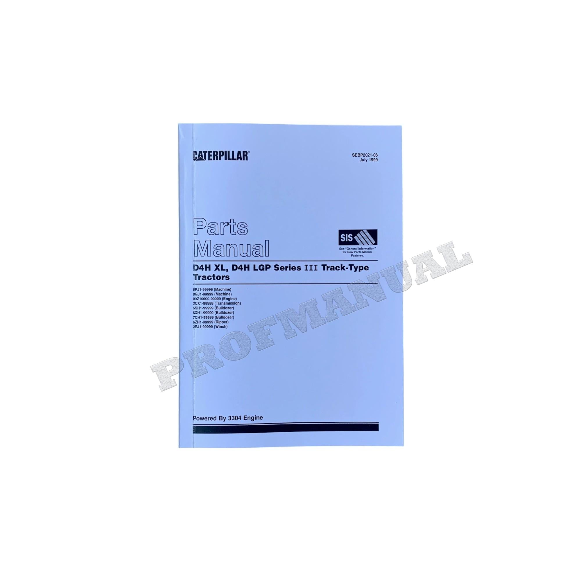 Caterpillar Cat D4H XL D4H LGP Ser 3 Track Type Tractor Parts Catalog Manual