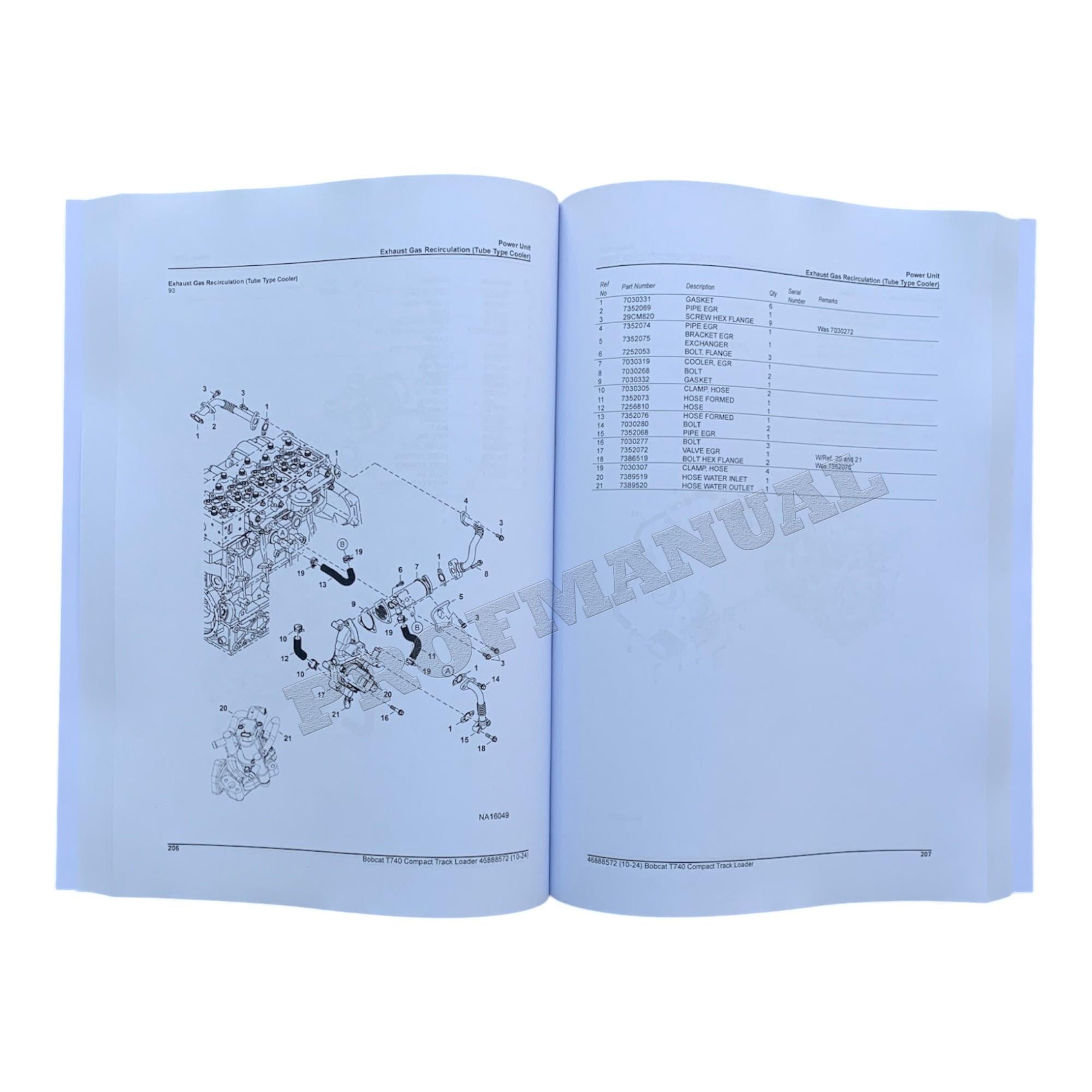 Bobcat T740 Compact Track Loader Parts Catalog Manual B6K111001-