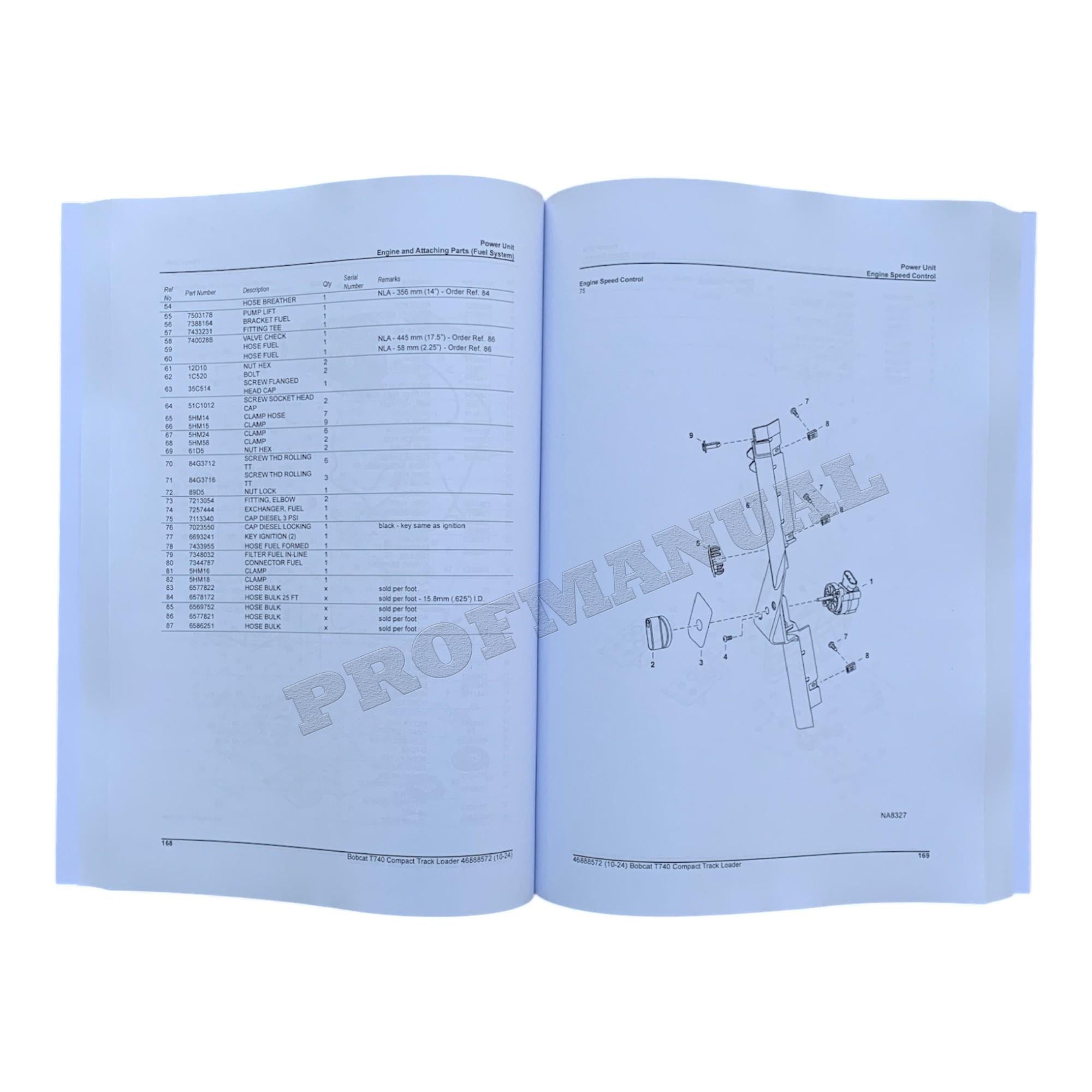 Bobcat T740 Compact Track Loader Parts Catalog Manual B6K111001-