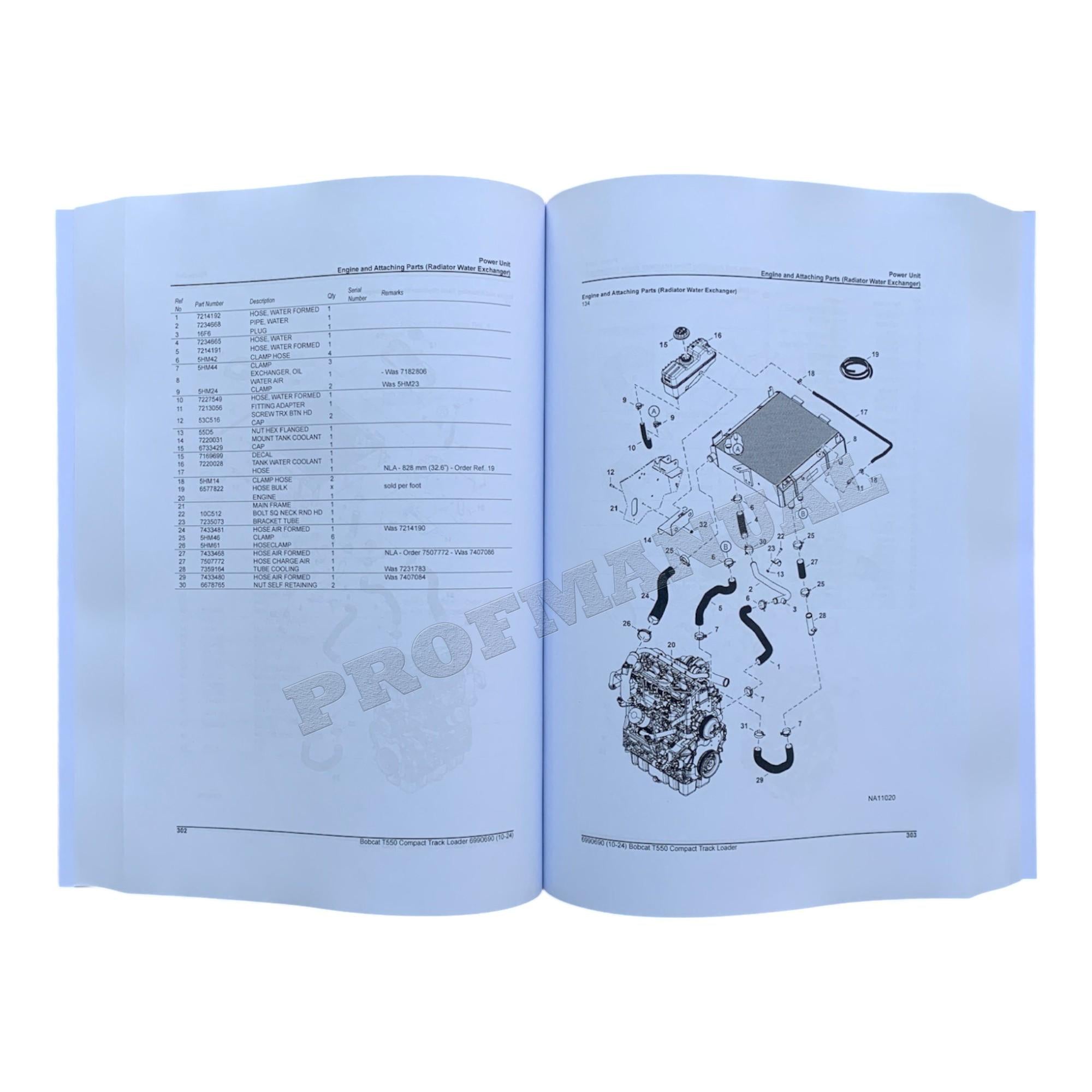 Bobcat T550 Compact Track Loader Parts Catalog Manual AJZV11001-