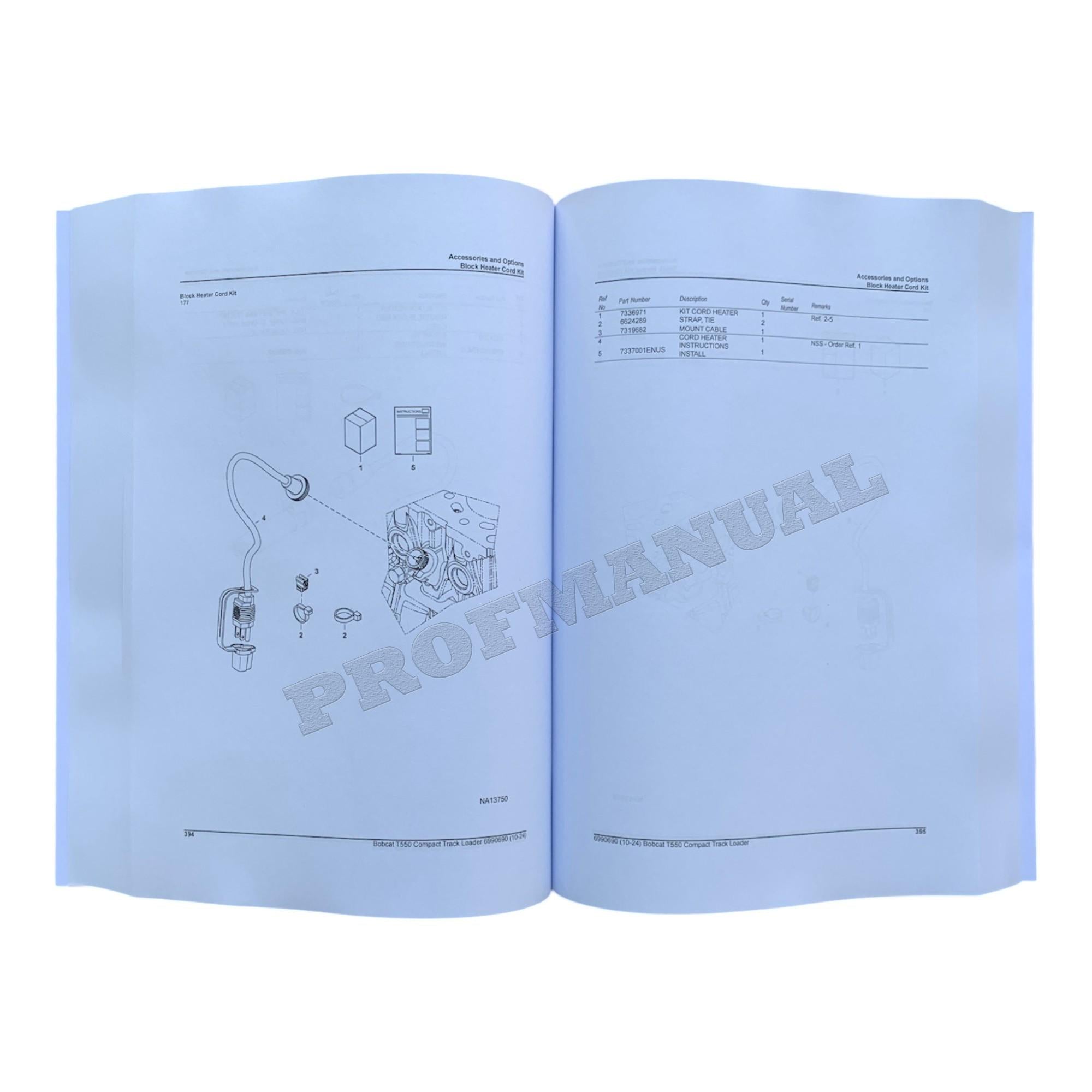 Bobcat T550 Compact Track Loader Parts Catalog Manual AJZV11001-
