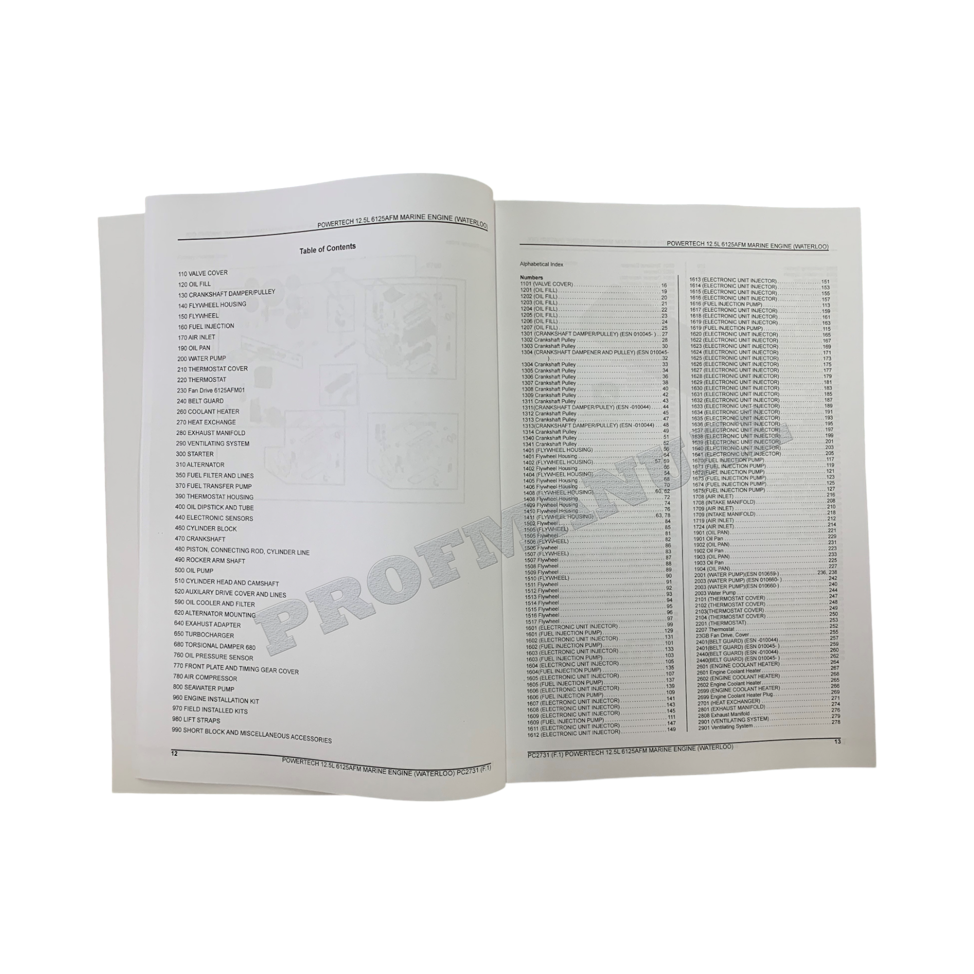 John Deere PowerTech 12.5L 6125AFM01 Marine Engine  Parts Catalog Manual