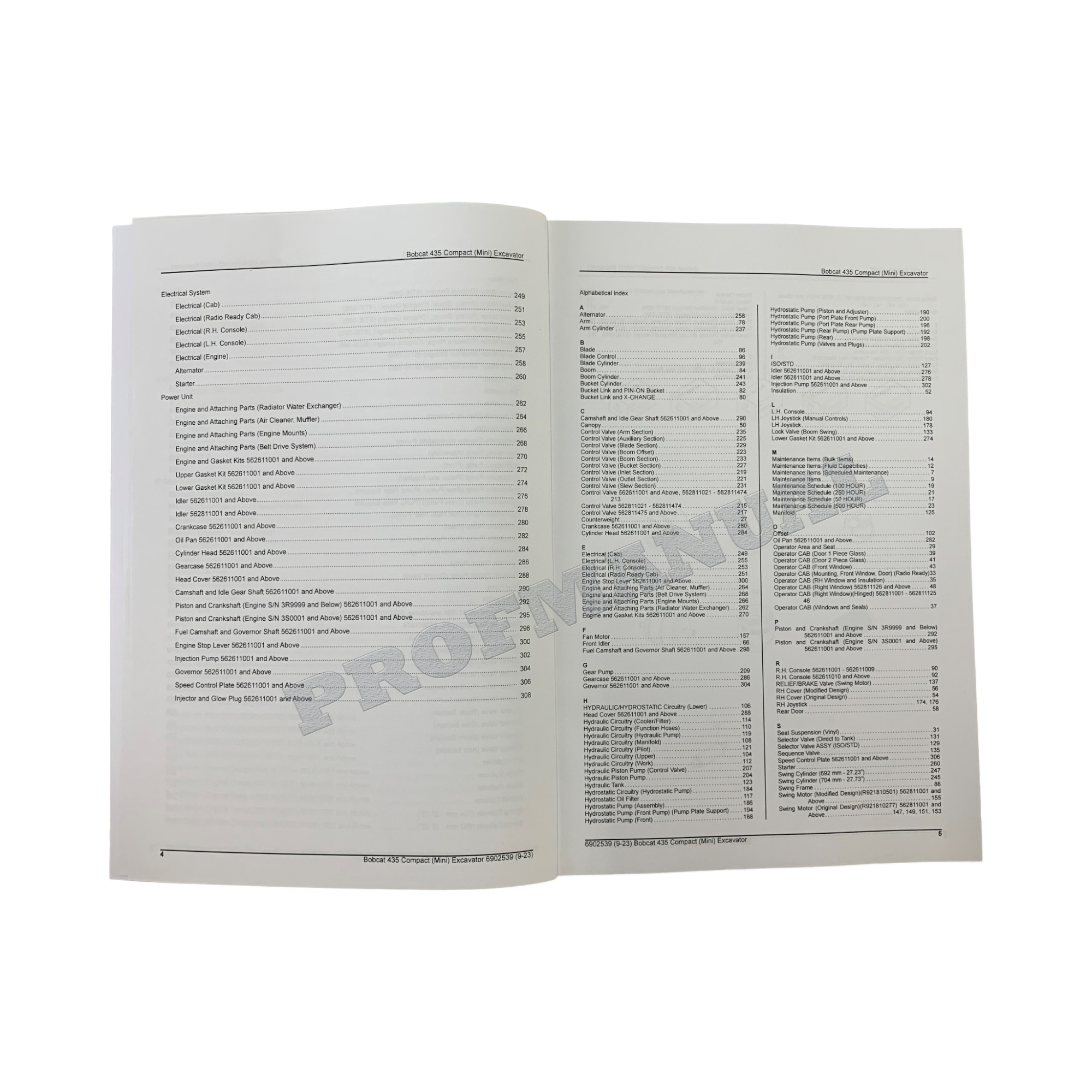 Bobcat 435 Excavator Parts Catalog Manual 562611001- 562811001-