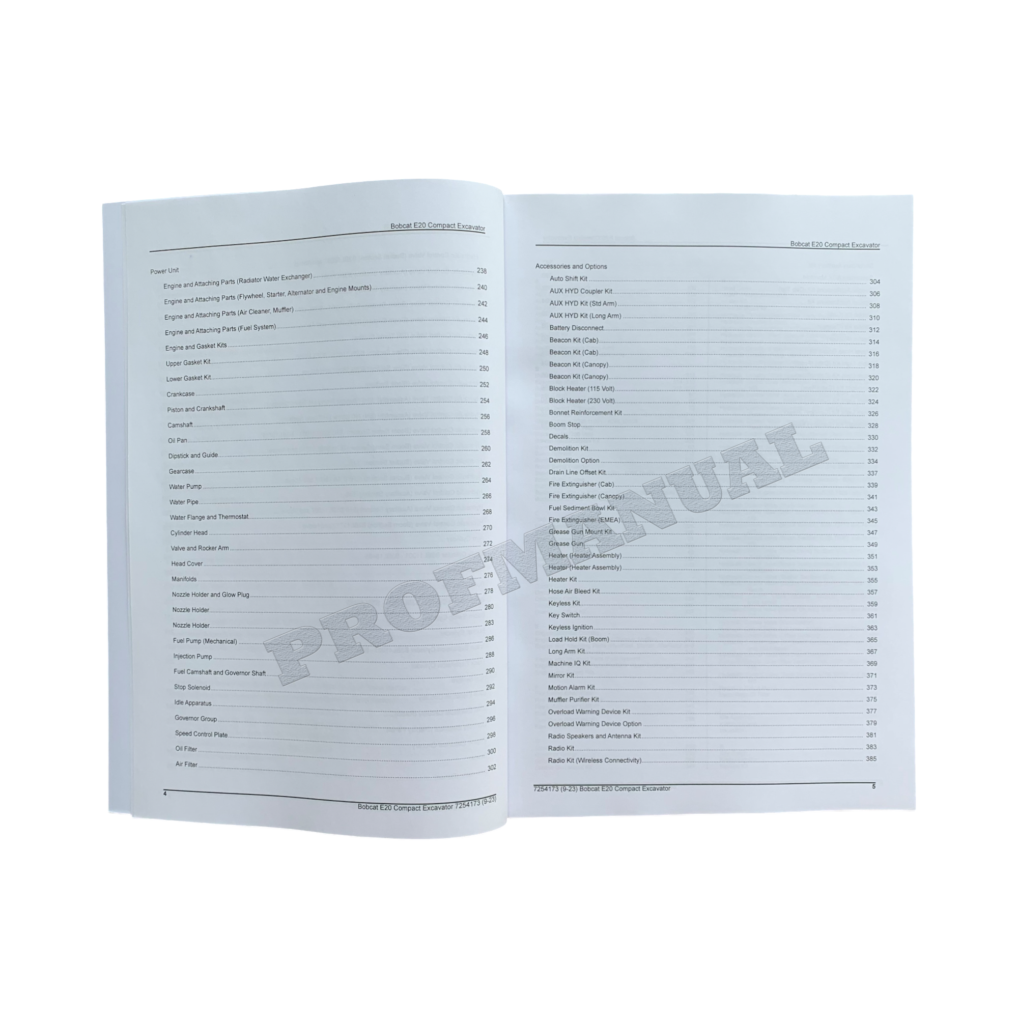 Bobcat E20 Excavator Parts Catalog Manual B3BL11001-