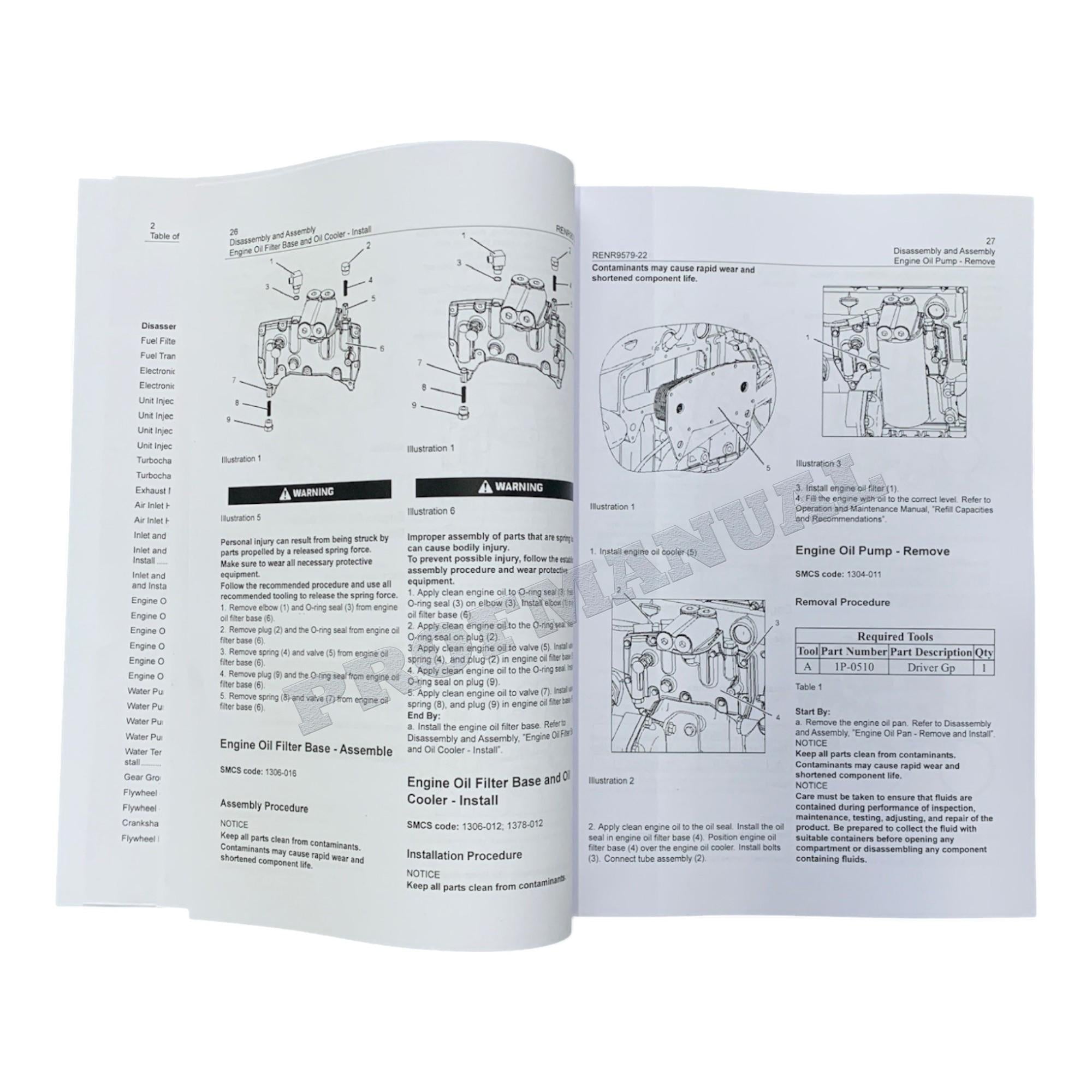Caterpillar Cat C9 Engine Built Machine Disassembly Assembly Manual RENR9579