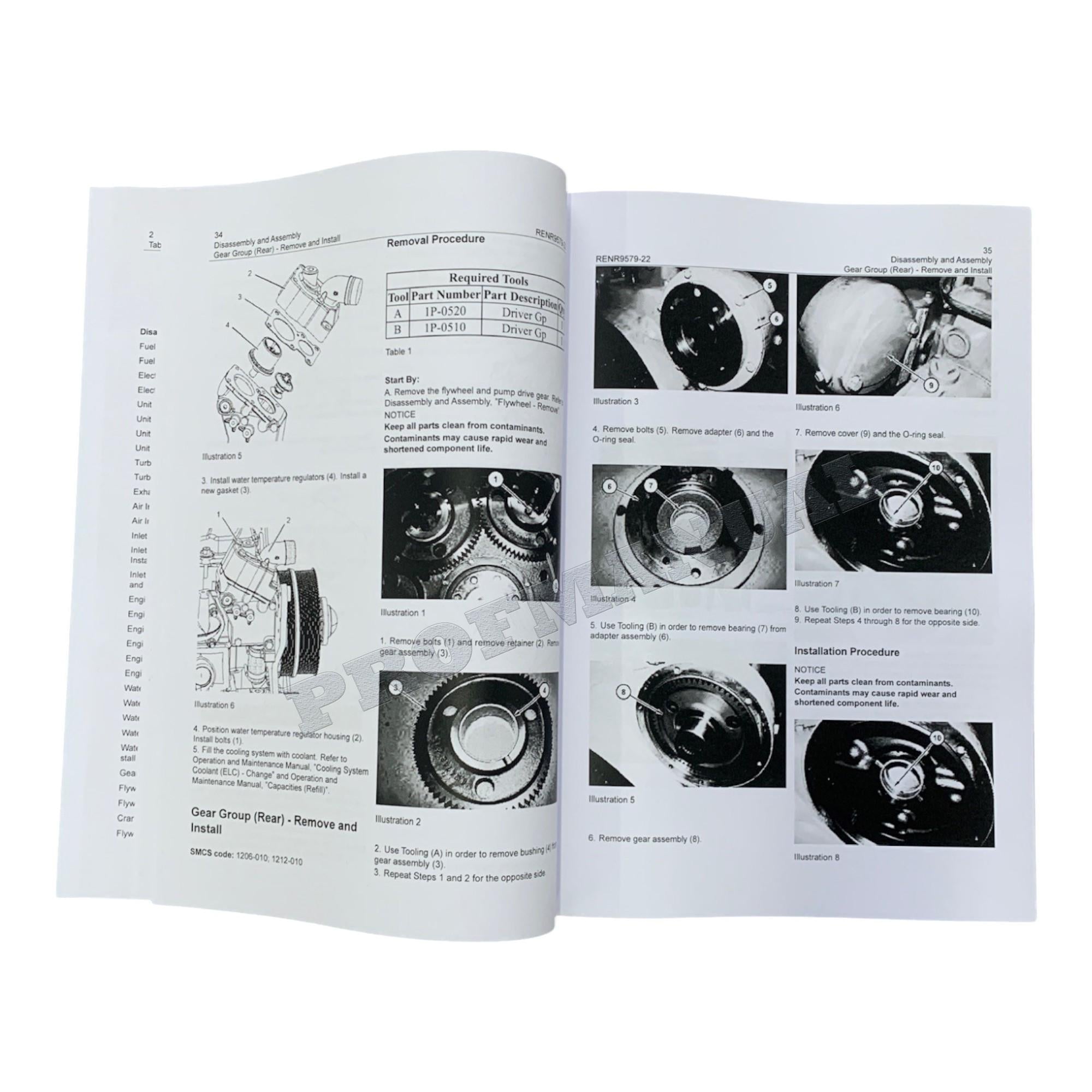 Caterpillar Cat C9 Engine Built Machine Disassembly Assembly Manual RENR9579