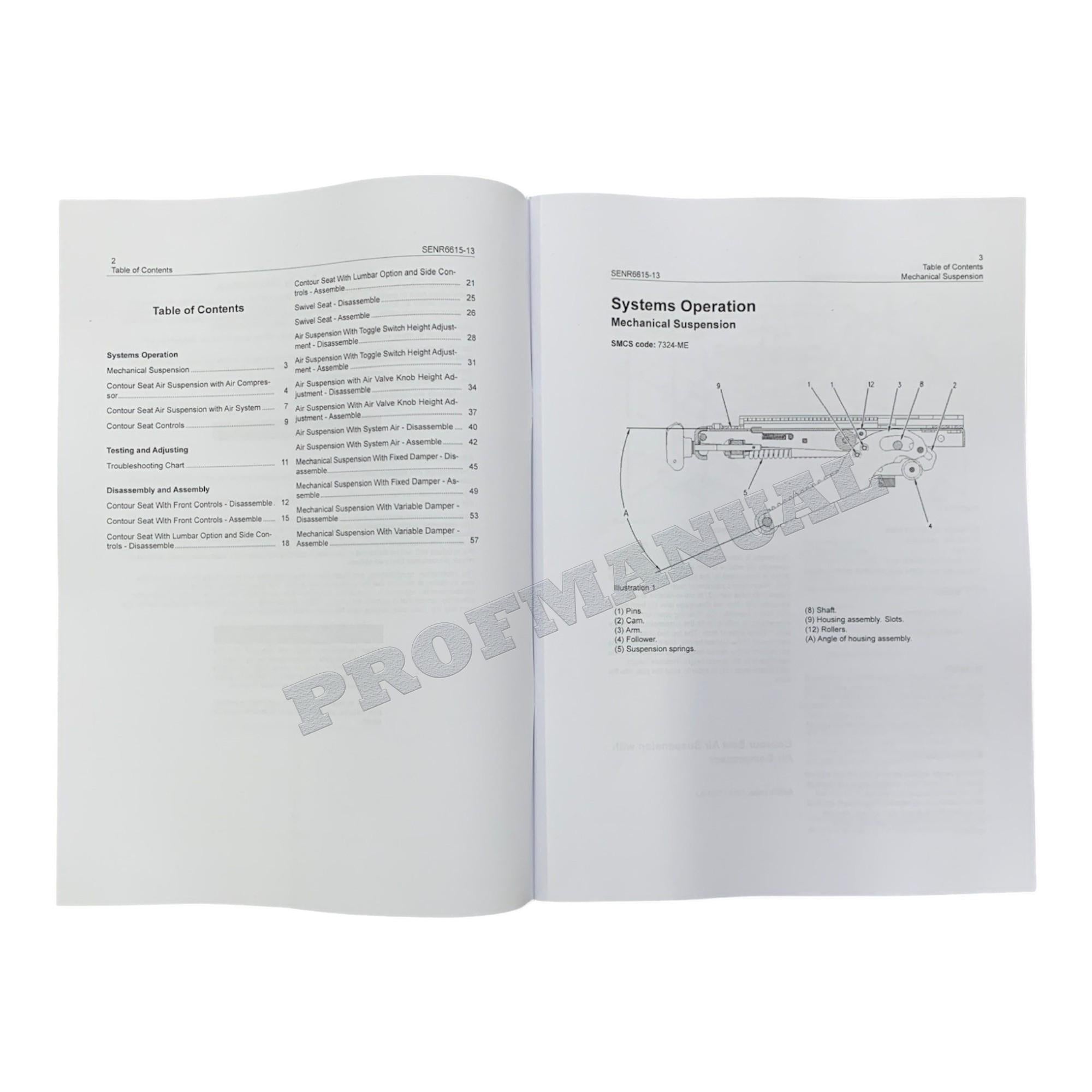 Caterpillar Cat Contour Series Seat Disassembly Assembly Manual