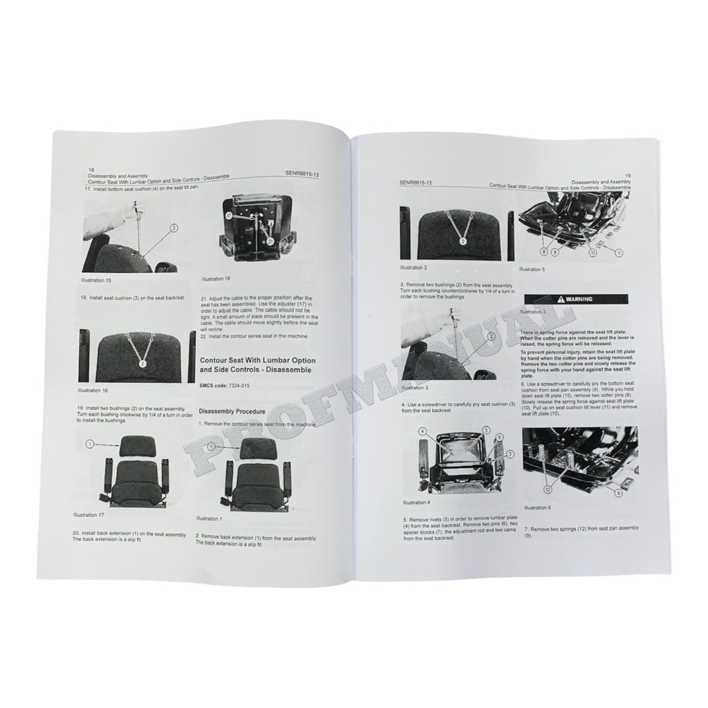 Caterpillar Cat Contour Series Seat Disassembly Assembly Manual