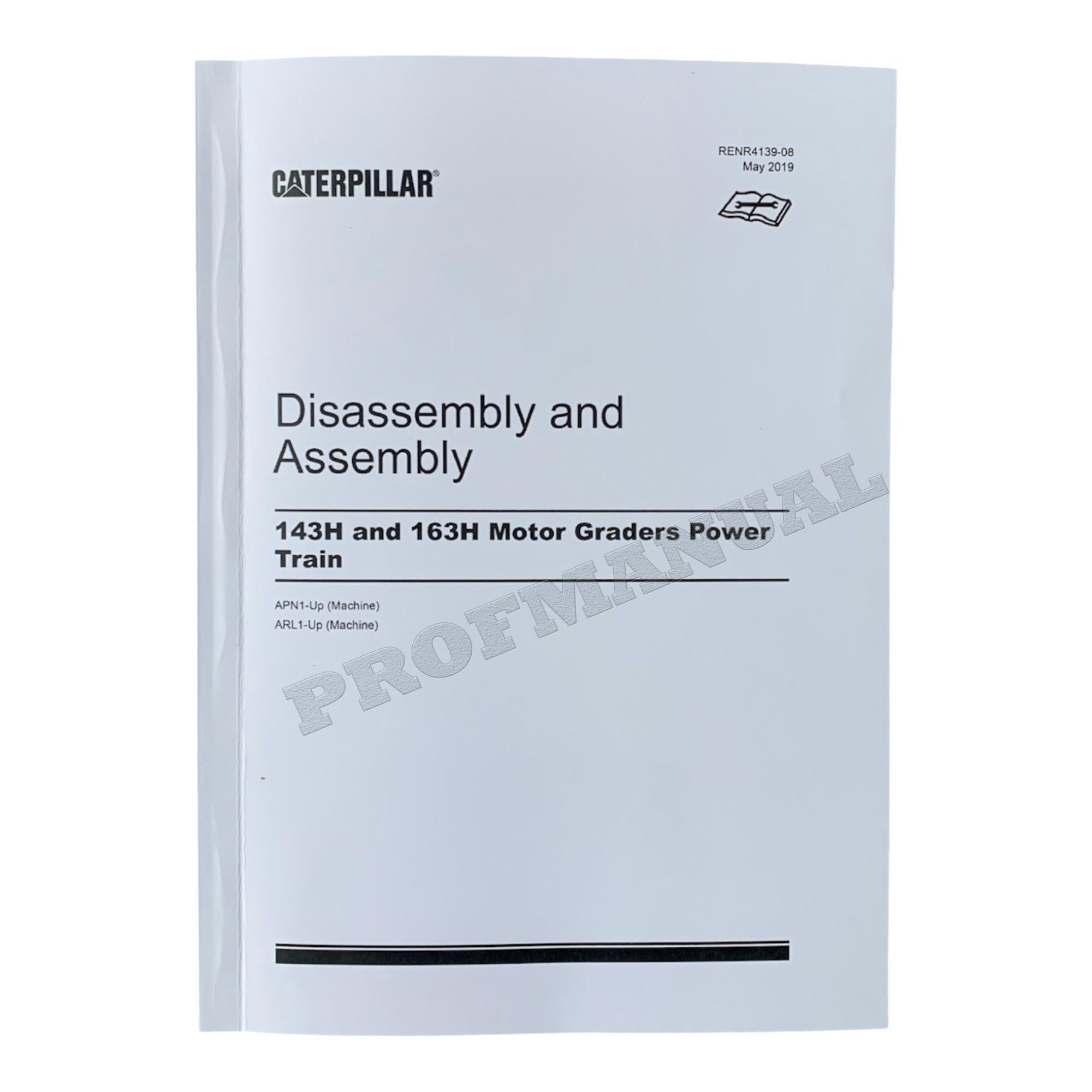 Manual de servicio de desmontaje y montaje del tren de potencia de la niveladora Caterpillar 143H y 163H RENR4139