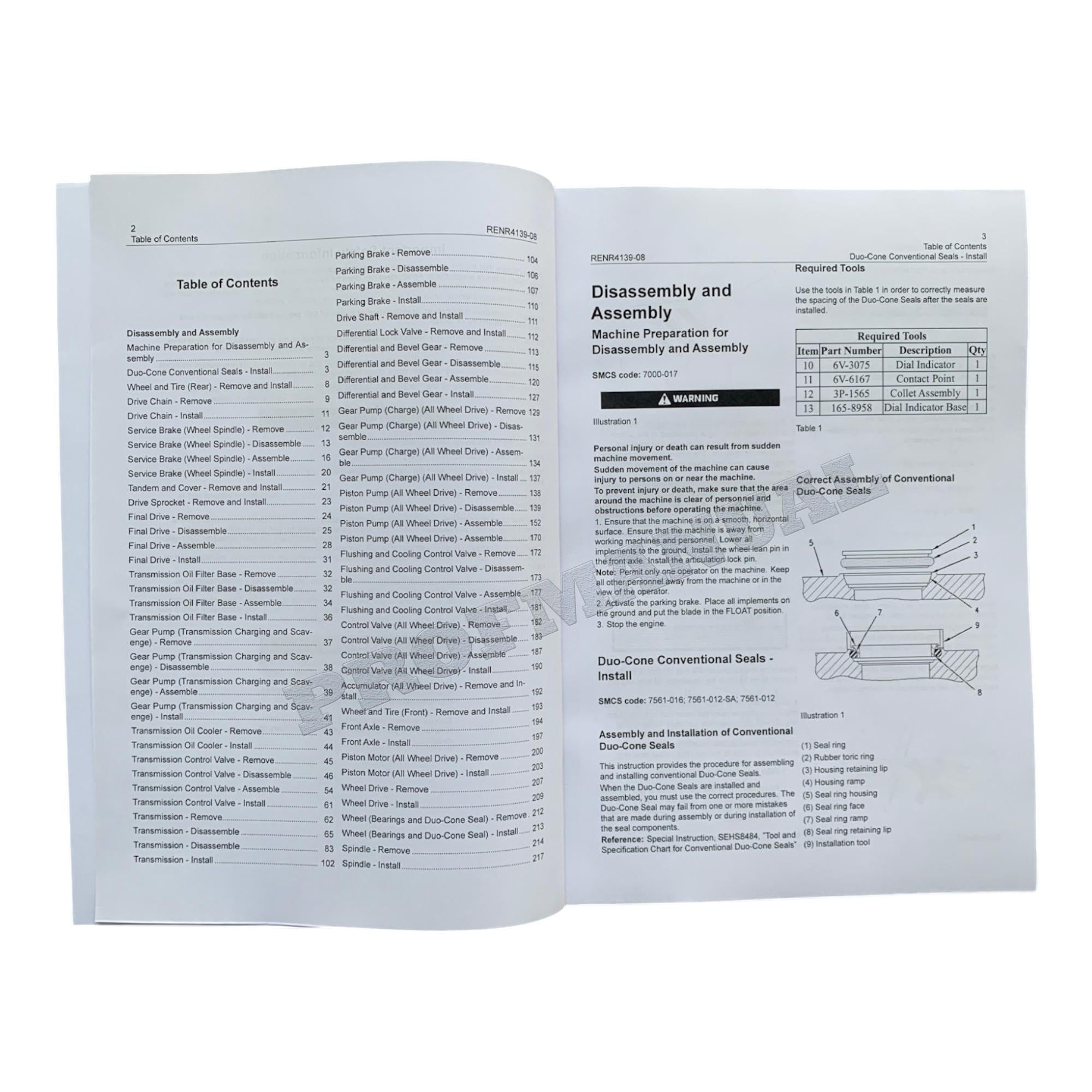 Manual de servicio de desmontaje y montaje del tren de potencia de la niveladora Caterpillar 143H y 163H RENR4139