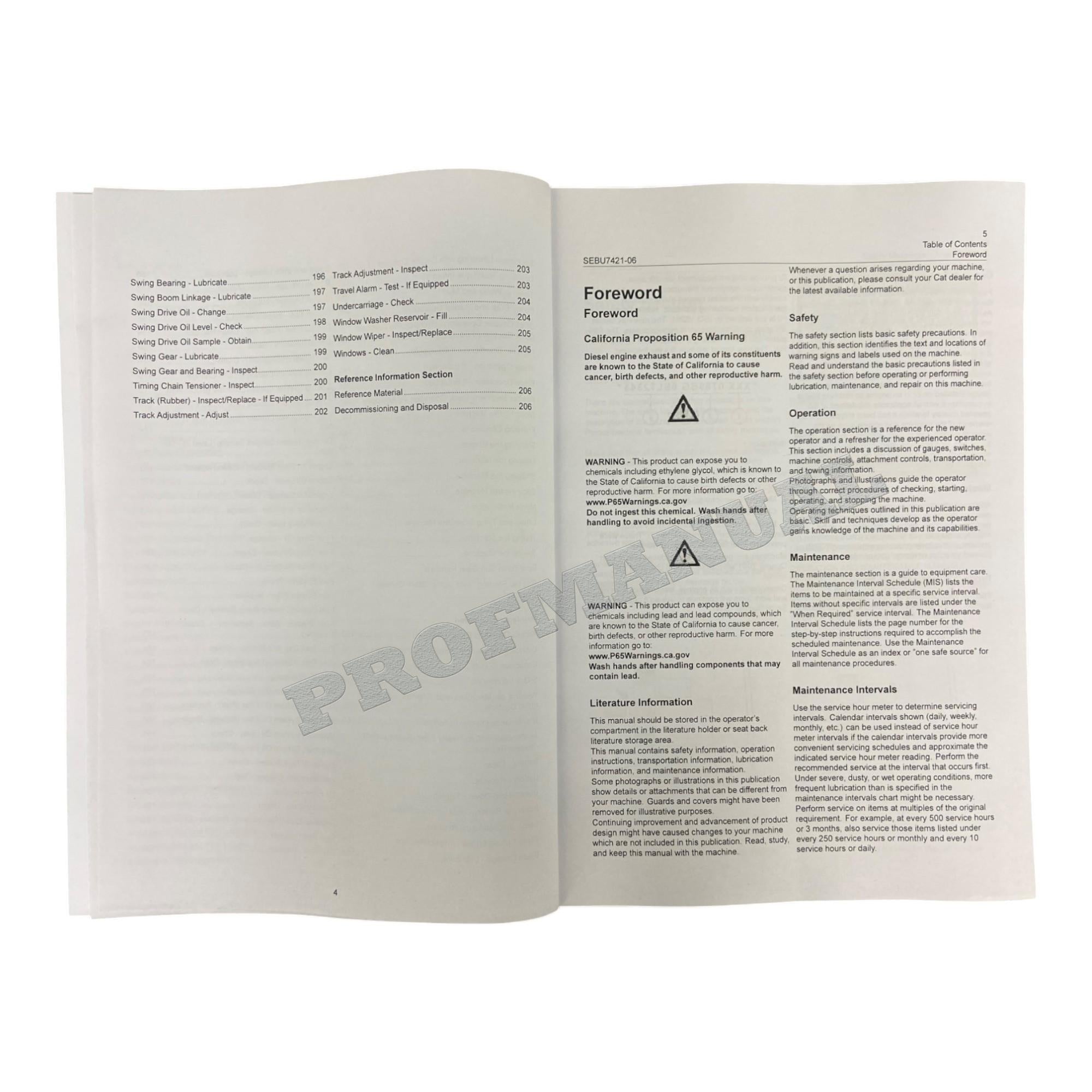 Manual de mantenimiento del operador de la excavadora Caterpillar 307C